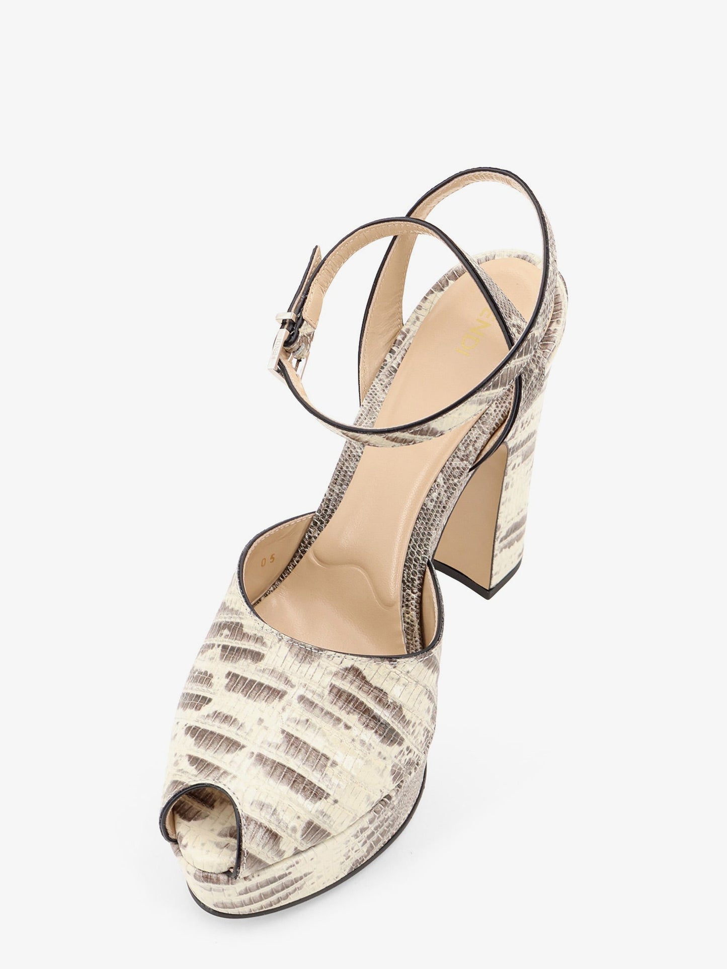 Fendi Women Fendi After 9 Leather Sandals With Tejus Print FENDI