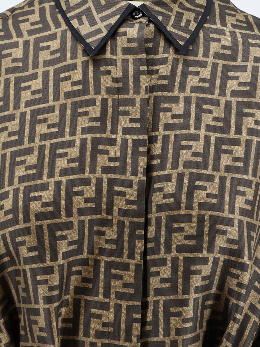 Fendi Women Silk Dress With All-Over Ff Motif FENDI