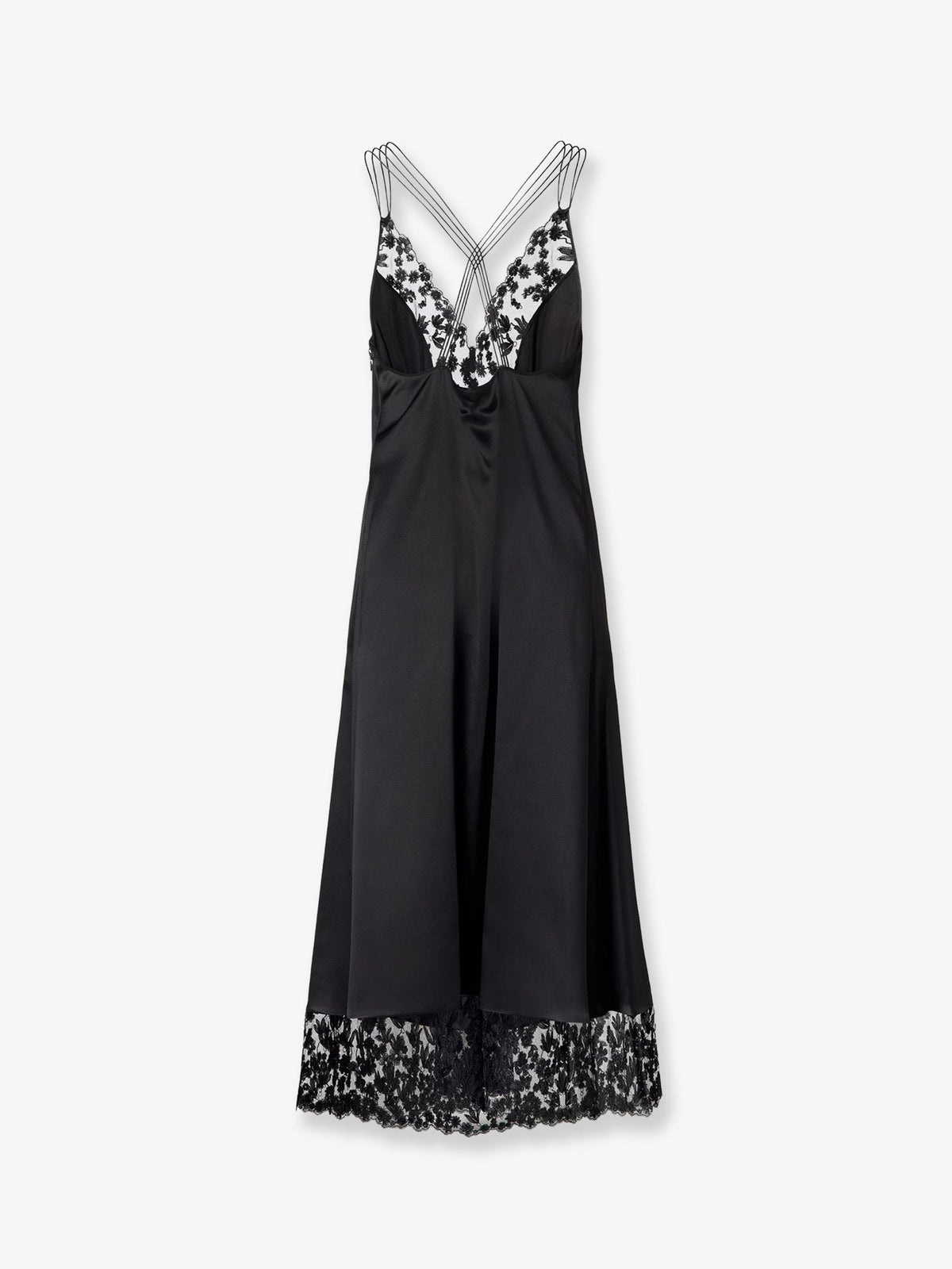 Fendi Women Silk And Millefiori Lace Midi Dress FENDI
