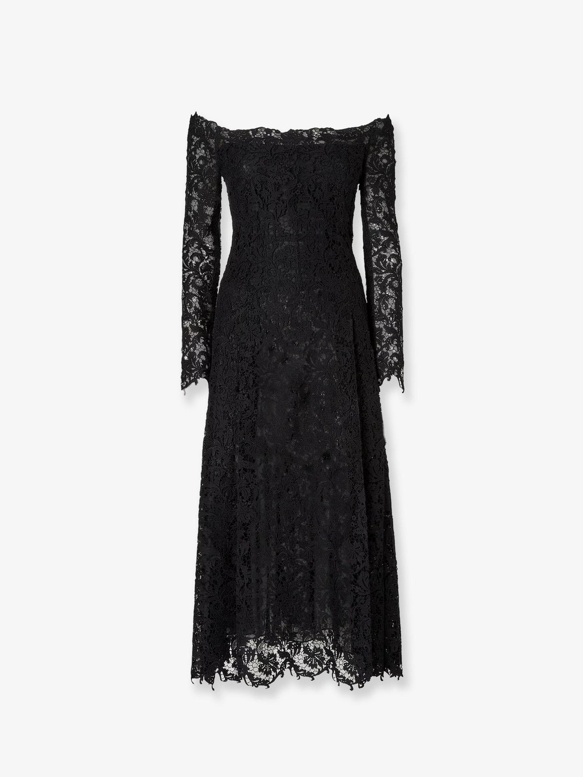 Fendi Women Black Macrame Lace Dress FENDI