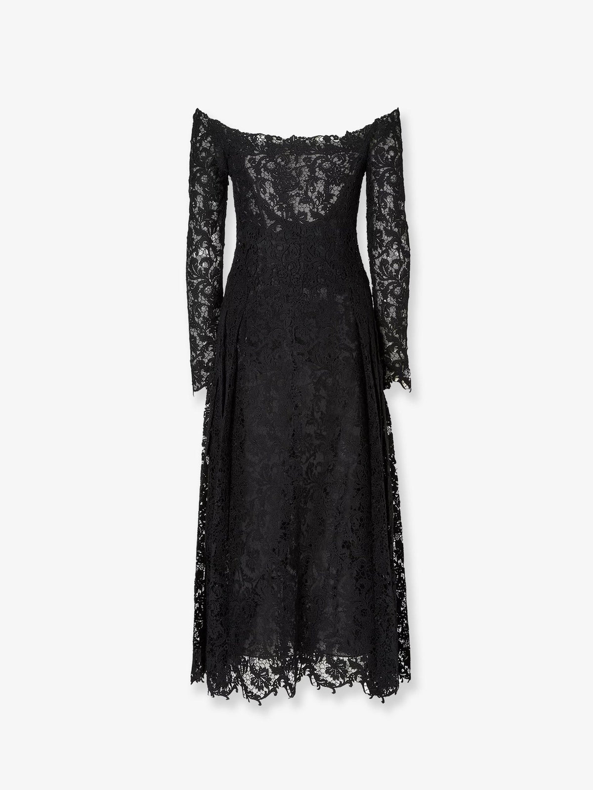Fendi Women Black Macrame Lace Dress FENDI