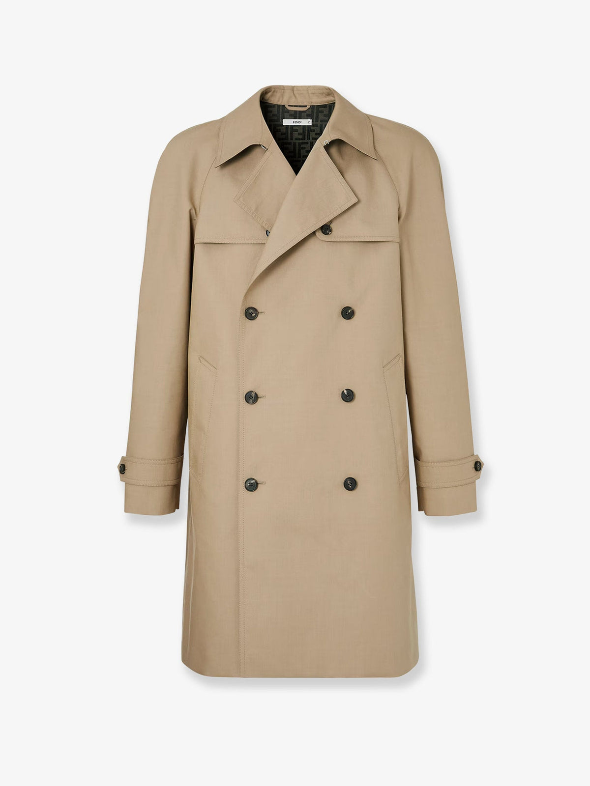 Fendi Men Double-Breasted Mackintosh Fabric Trench FENDI