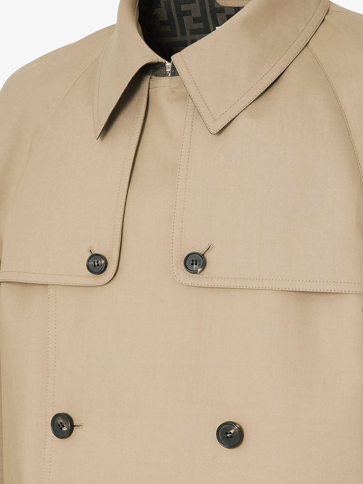 Fendi Men Double-Breasted Mackintosh Fabric Trench FENDI