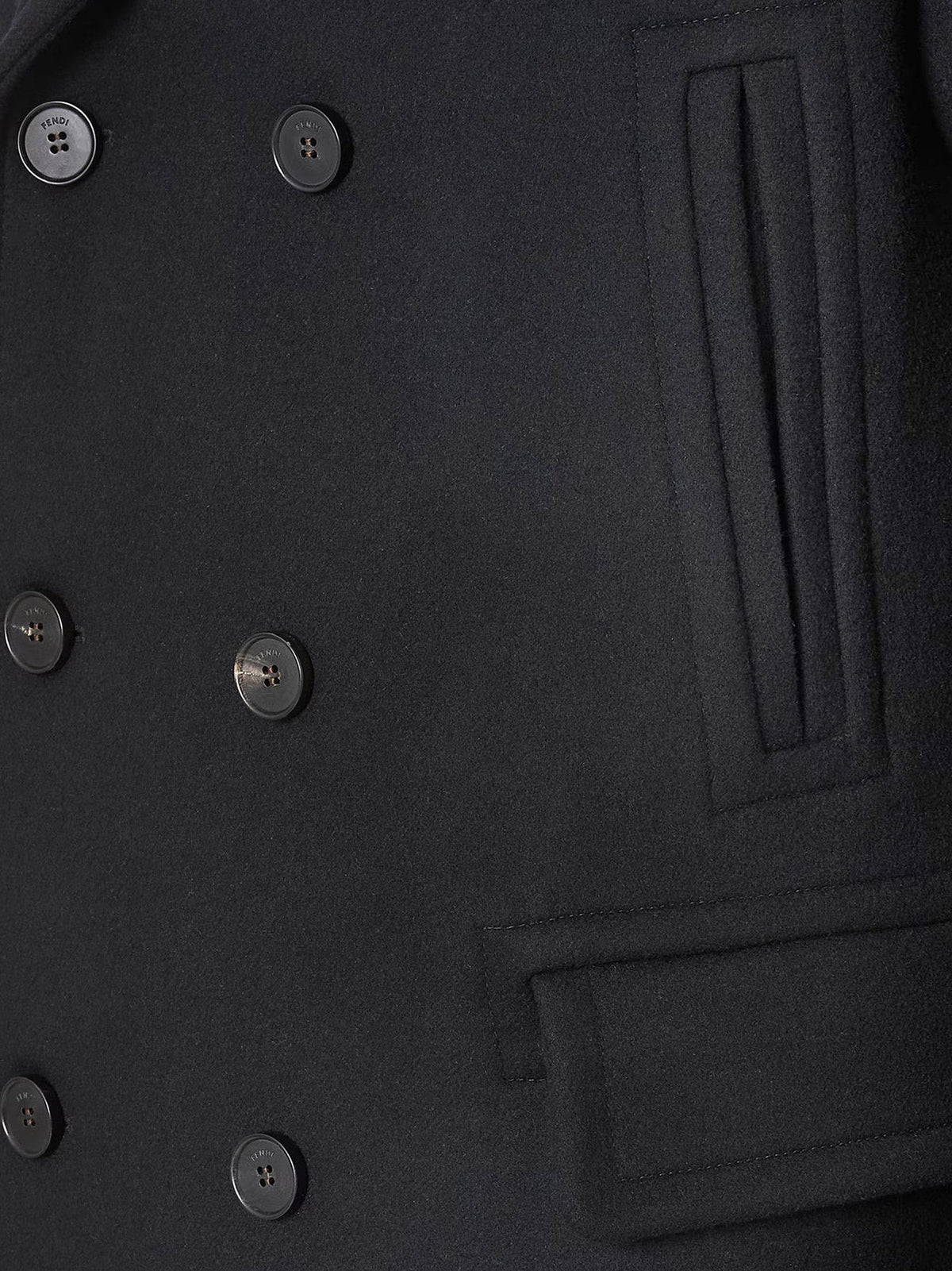 Fendi Men Double-Breasted Wool And Angora Blend Coat FENDI