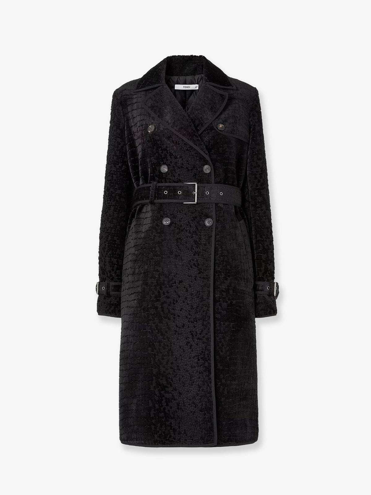 Fendi Women Jacquard Velvet Coat With Aniaml Print FENDI