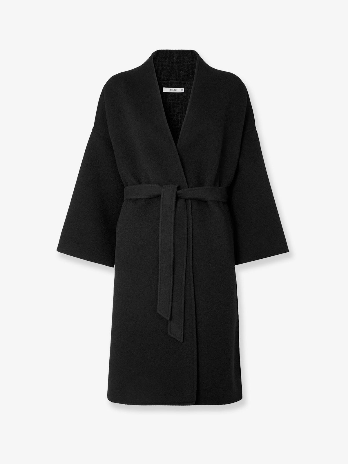 Fendi Women Ff Zucca Wool Midi Coat Black FENDI