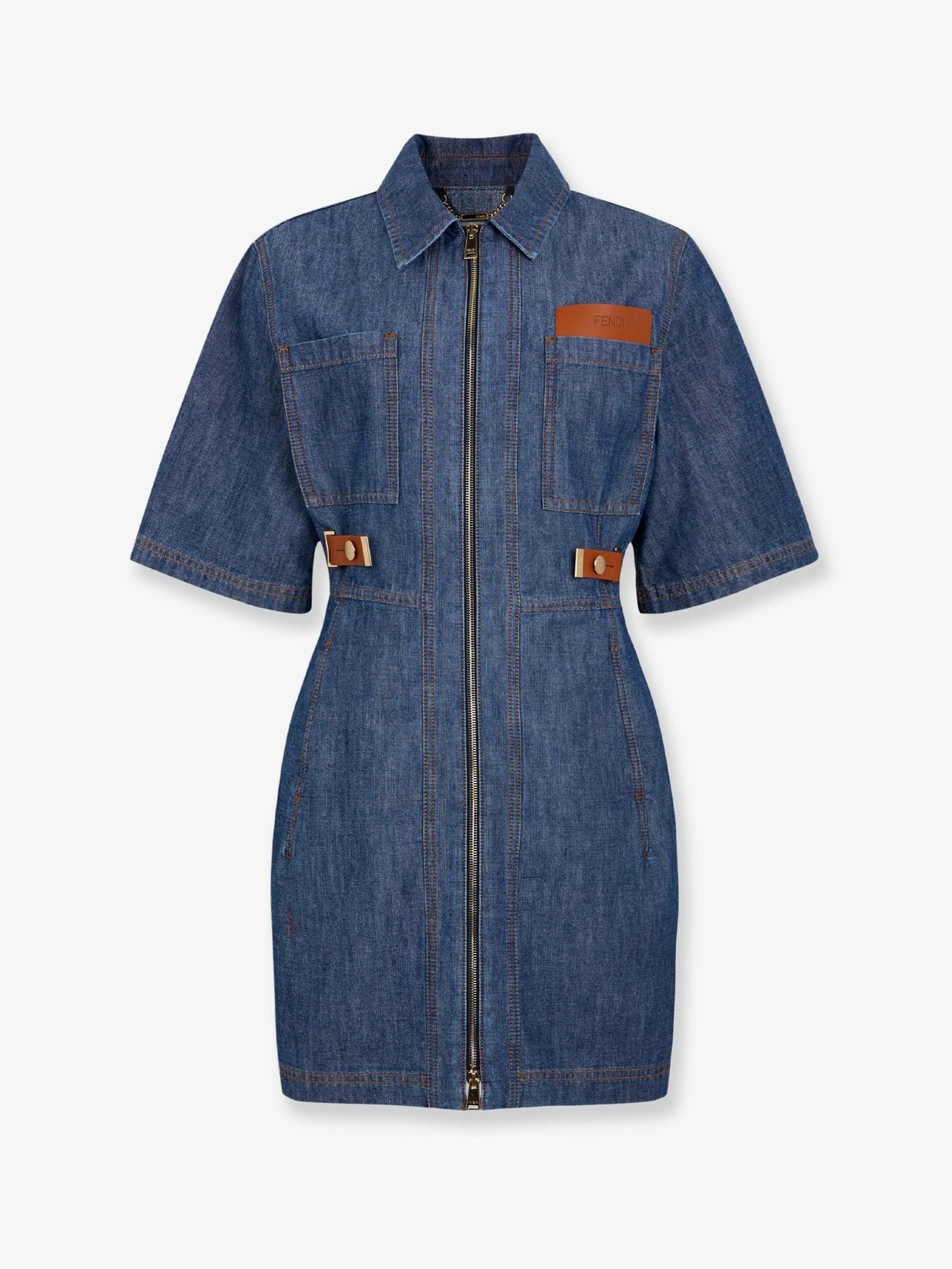Fendi Women Chambray Denim Chemisier Dress FENDI