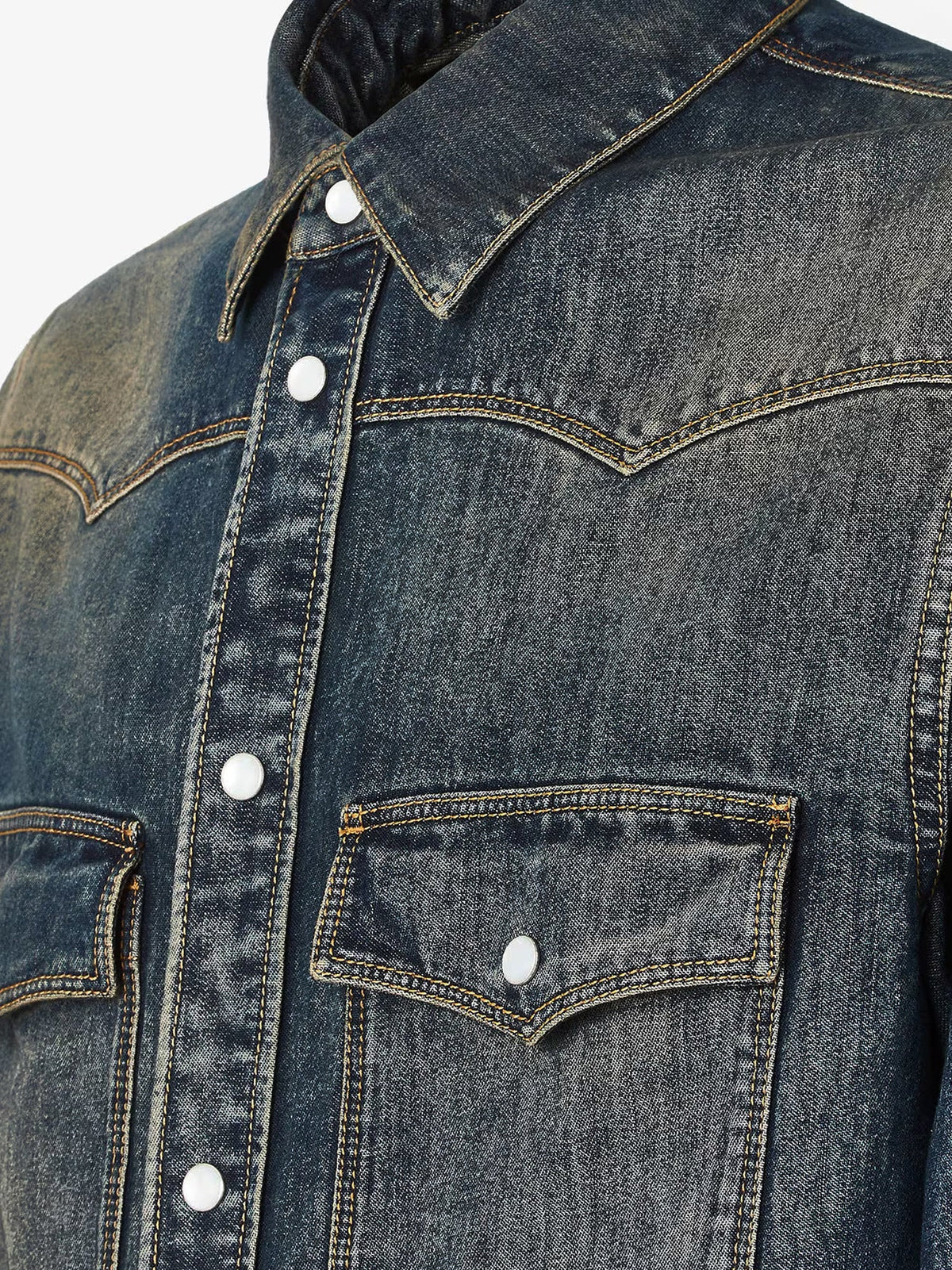 Fendi Men Cotton Blend Denim Jacket With Washed-Out Effect FENDI