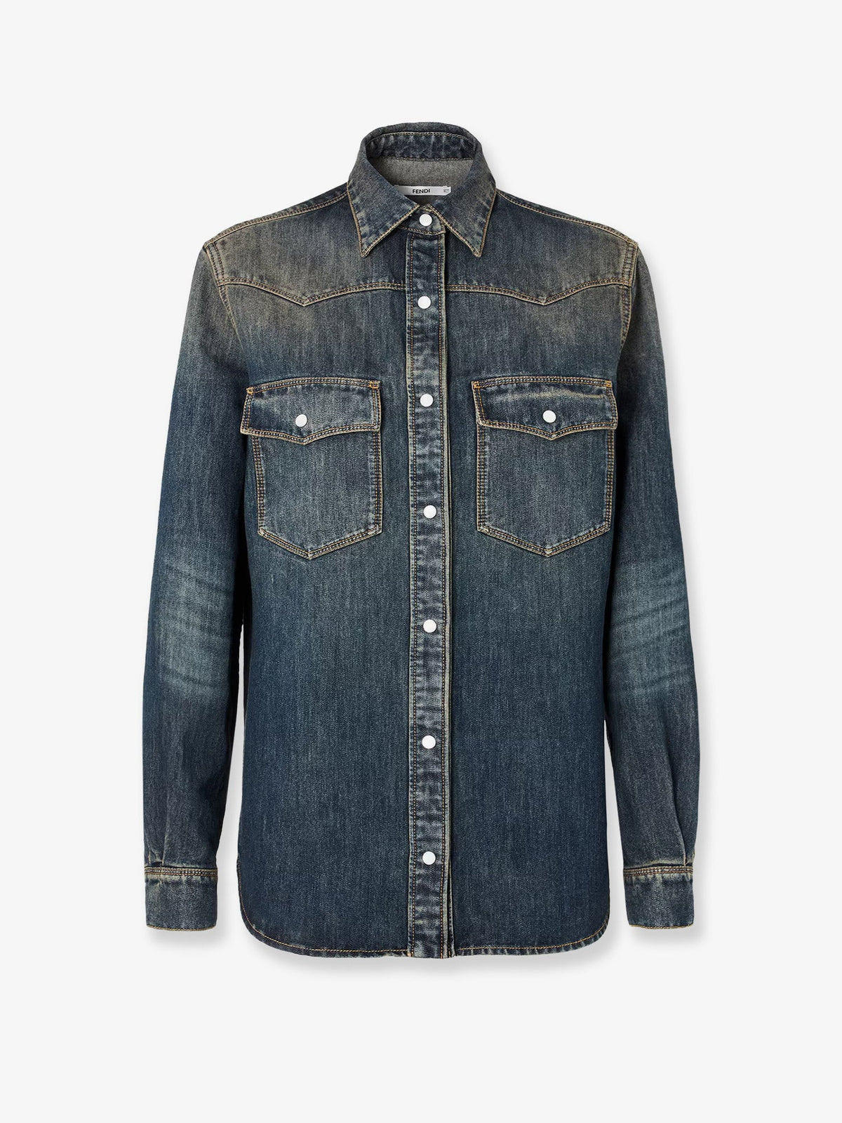 Fendi Women Washed-Out Denim Shirt FENDI