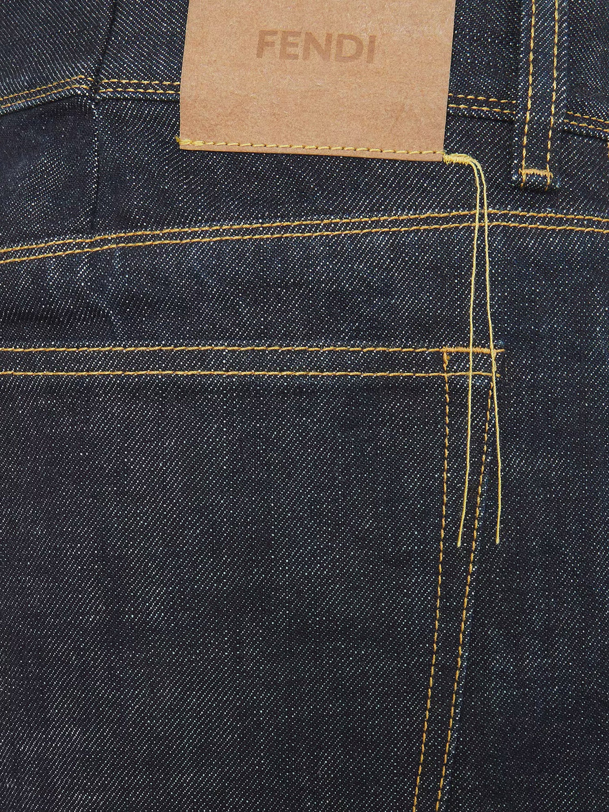 Fendi Men Navy Blue Five-Pocket Full-Length Jeans FENDI