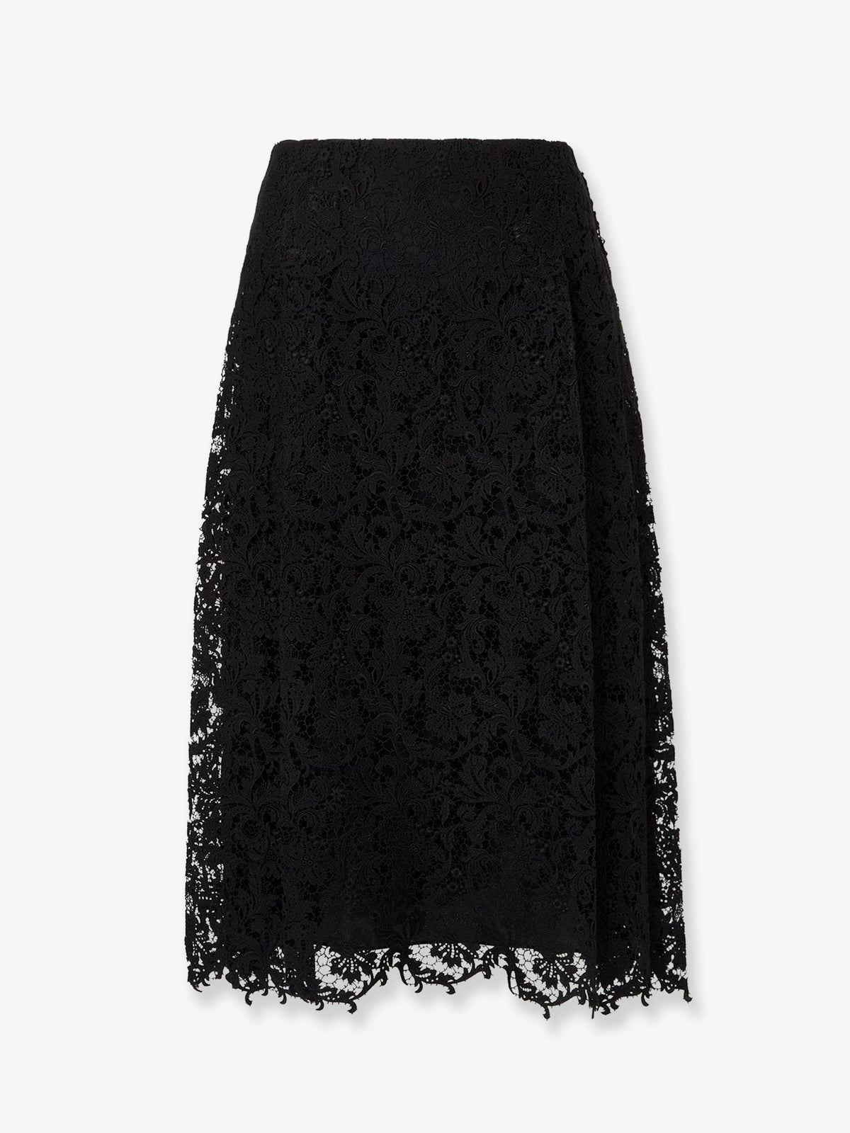 Fendi Women Black Macrame Lace Skirt FENDI