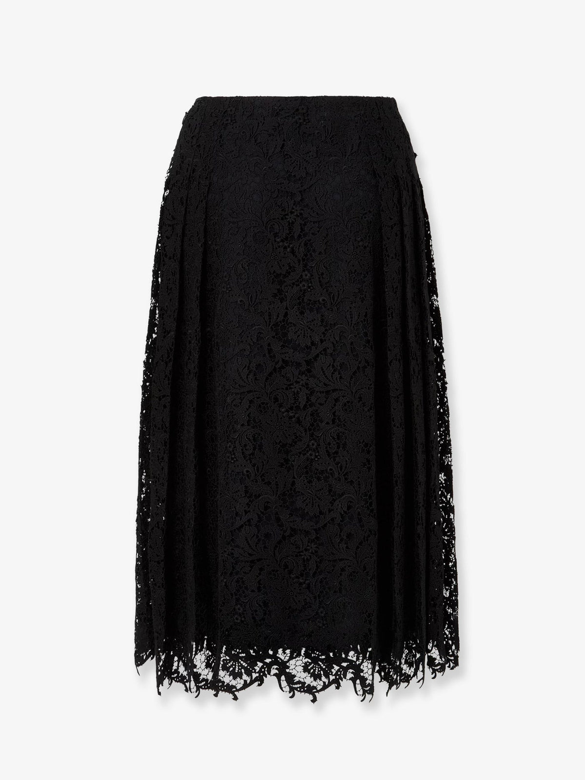 Fendi Women Black Macrame Lace Skirt FENDI