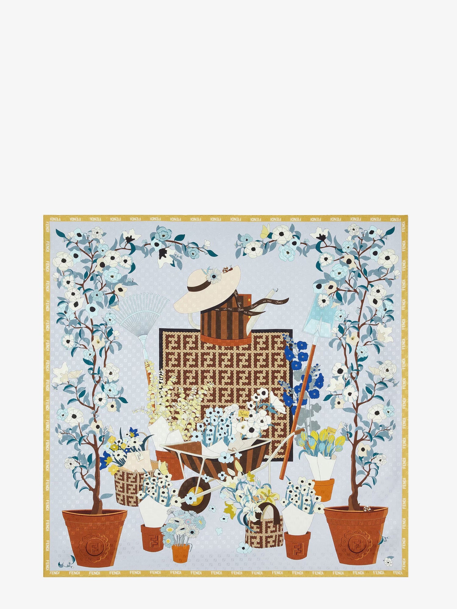Fendi Women Silk Scarf With Gardening Print FENDI