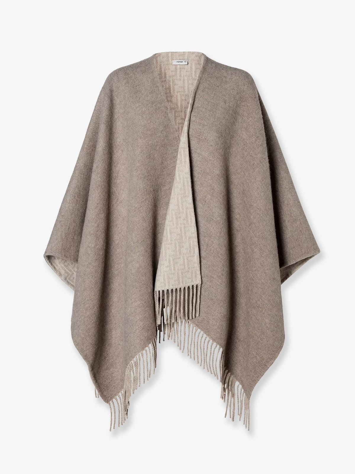 Fendi Women Wool And Cashmere Cape With Ff Zucca Print FENDI