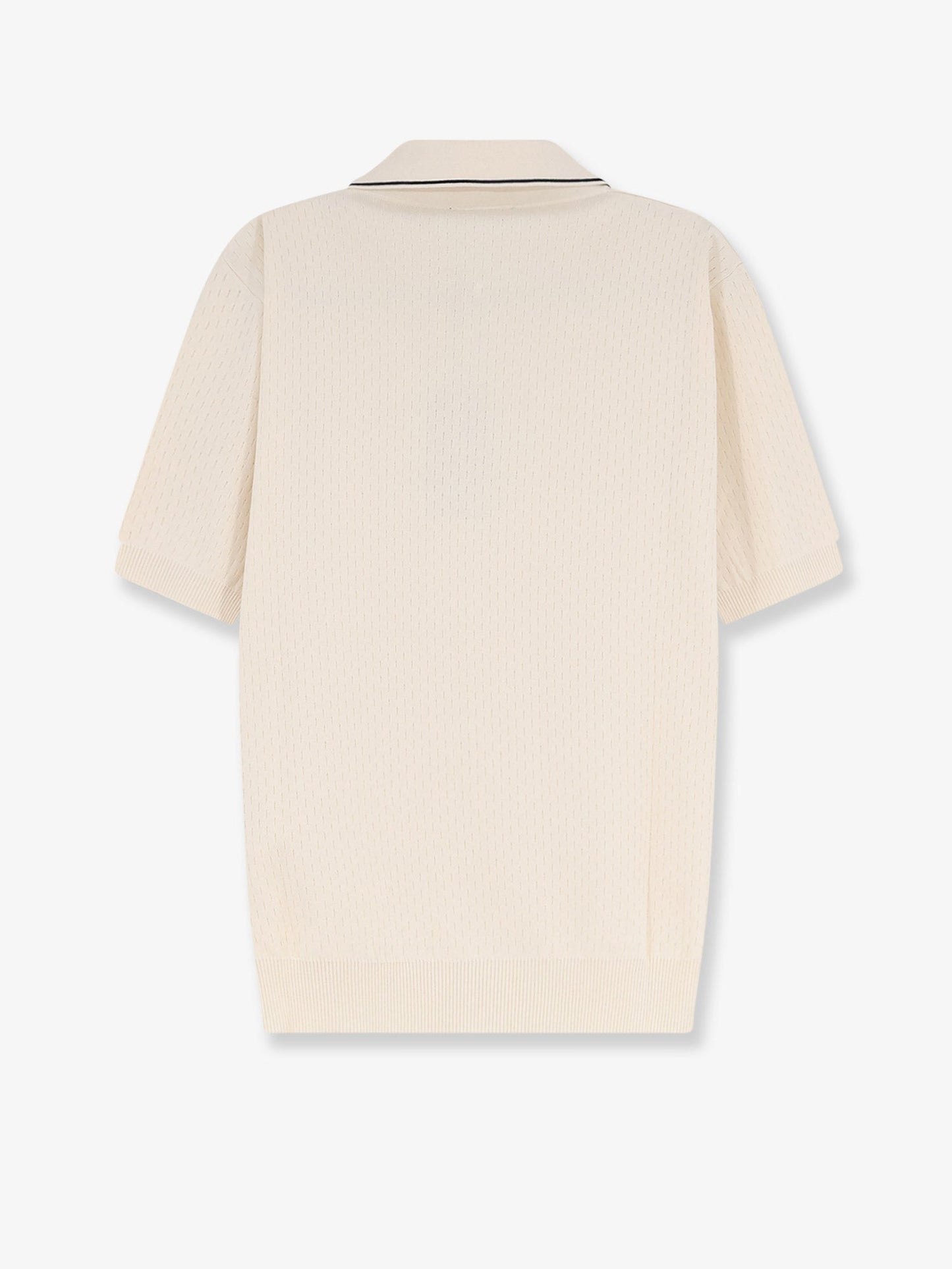 Fendi Men Cotton And Silk Polo Shirt With Ff Embroidery FENDI