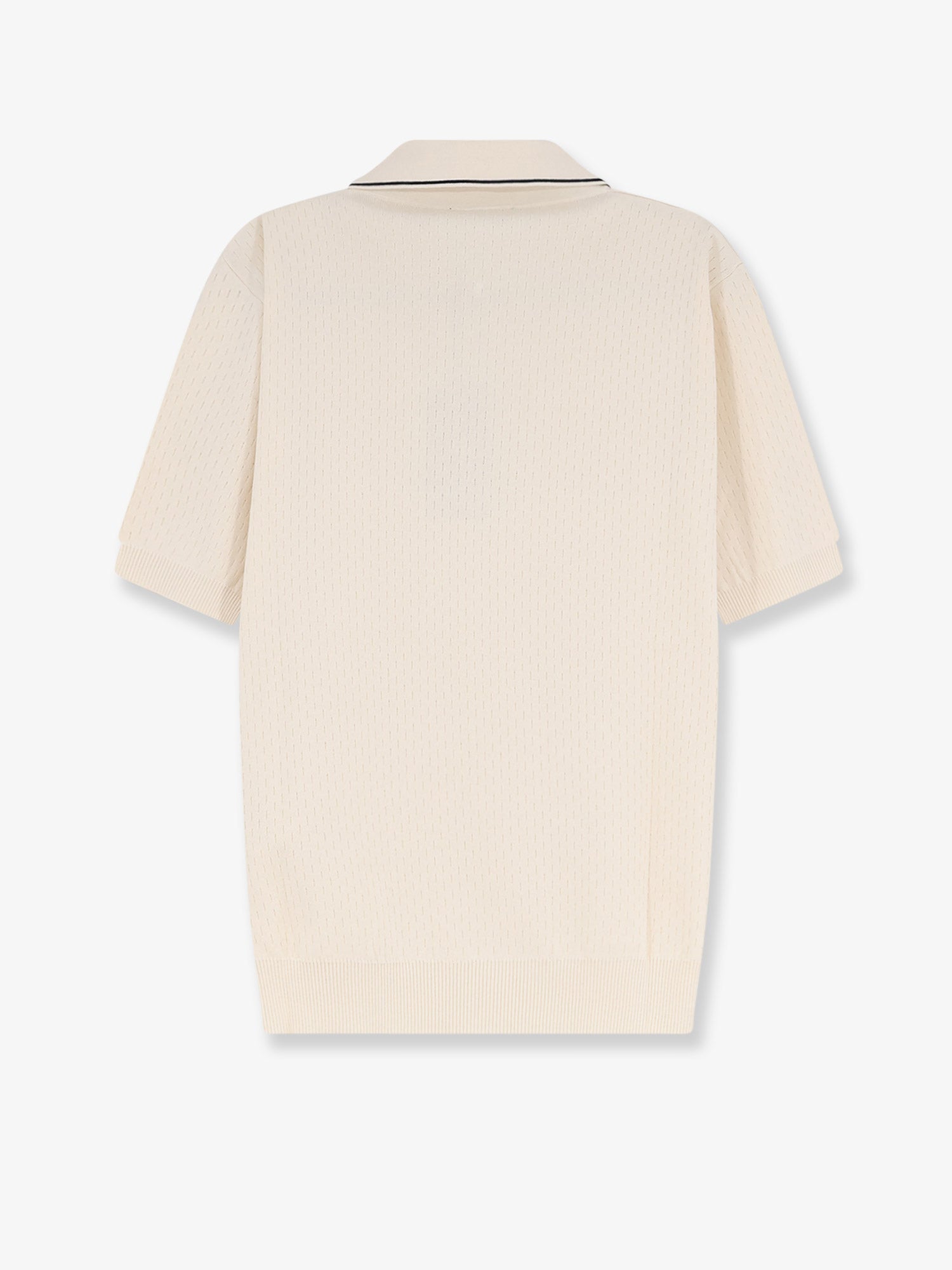 Fendi Men Cotton And Silk Polo Shirt With Ff Embroidery FENDI