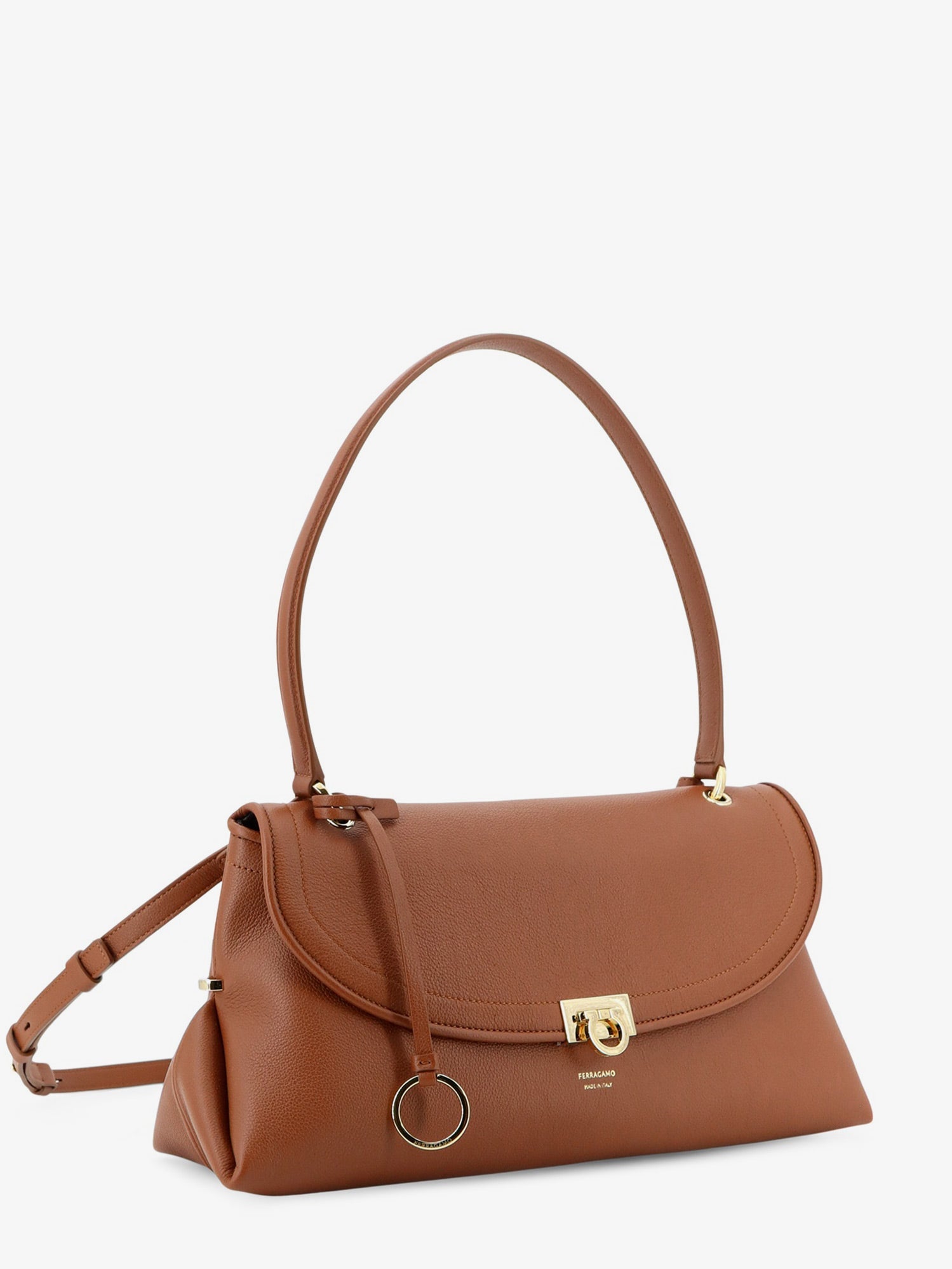 Ferragamo Women Leather Shoulder Bag With Gancini Detail FERRAGAMO
