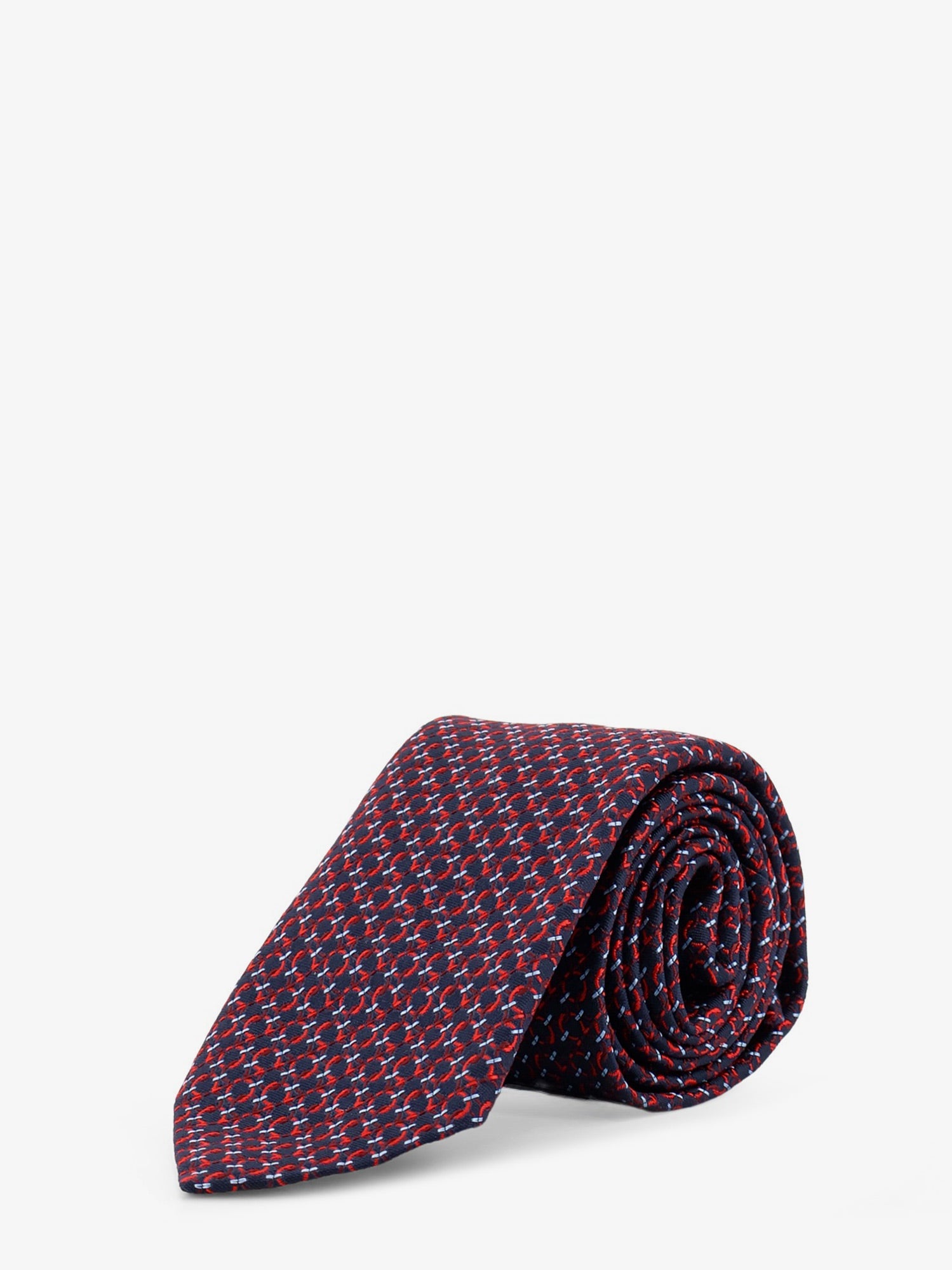 Ferragamo Men Crema Silk Tie With Intreccio Print FERRAGAMO