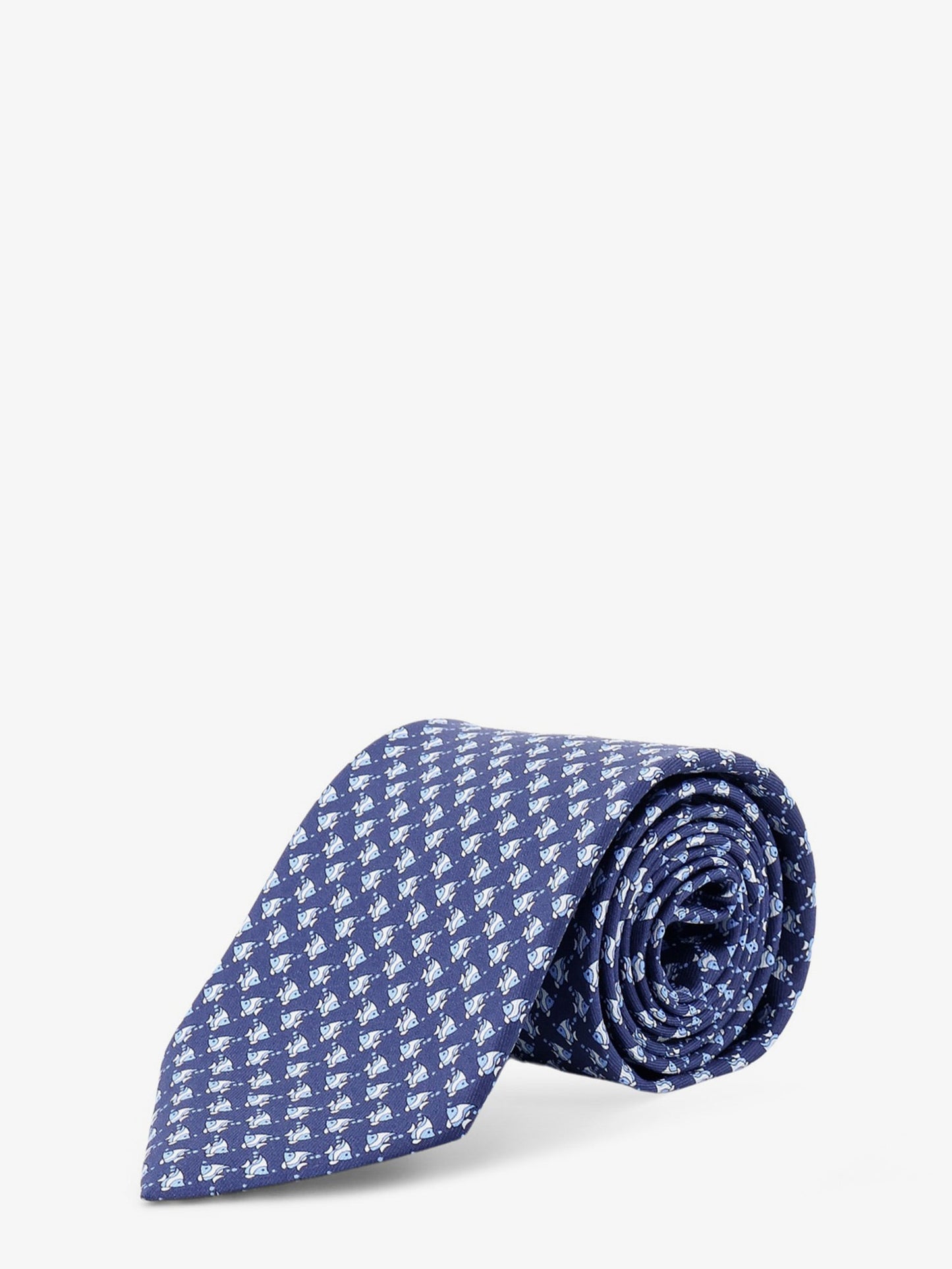 Ferragamo Men Cyrus Silk Tie With Shark Print FERRAGAMO