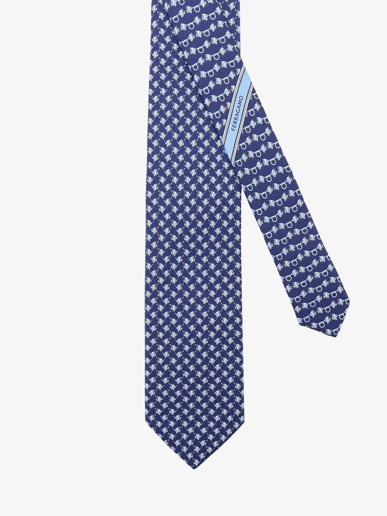 Ferragamo Men Cyrus Silk Tie With Shark Print FERRAGAMO