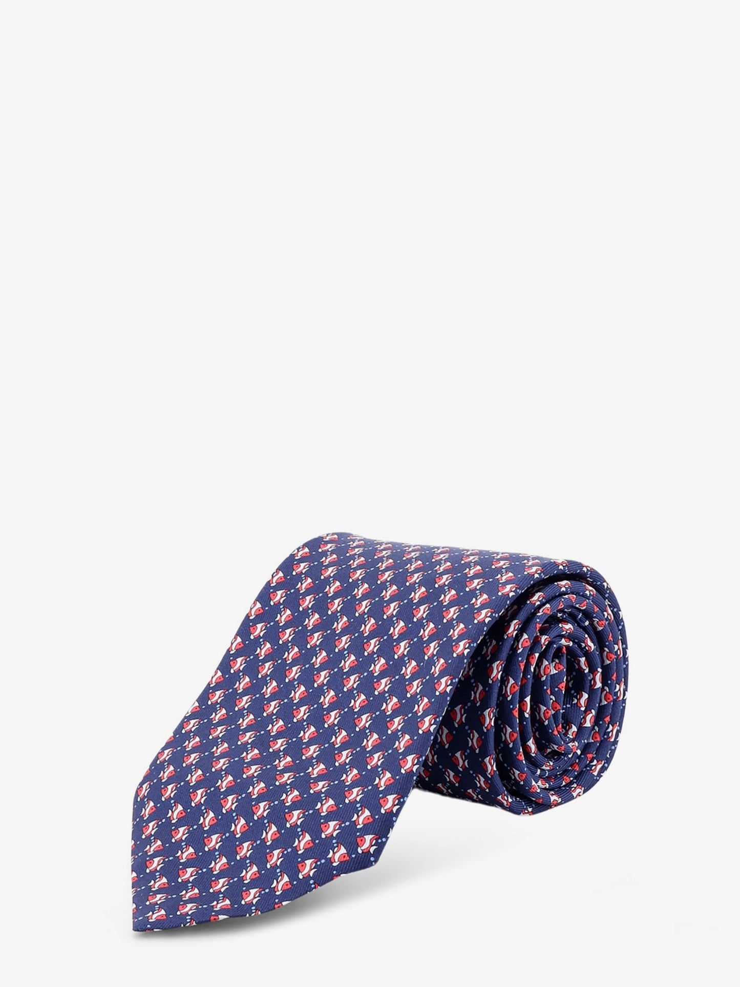 Ferragamo Men Cyrus Silk Tie With Shark Print FERRAGAMO