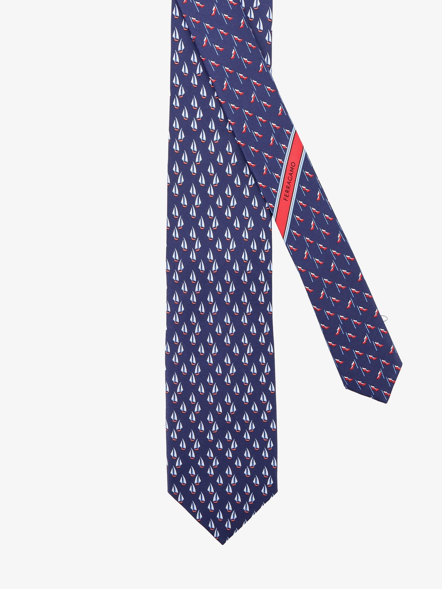 Ferragamo Men Catamarano Silk Tie With Nautica Print FERRAGAMO