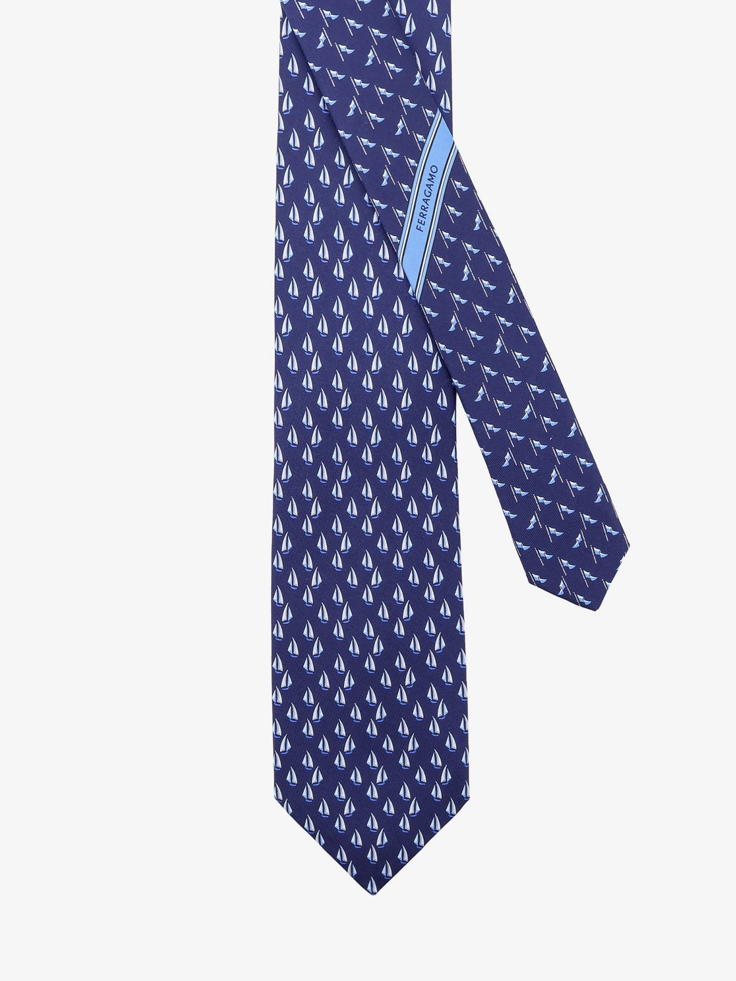 Ferragamo Men Catamarano Silk Tie With Nautica Print