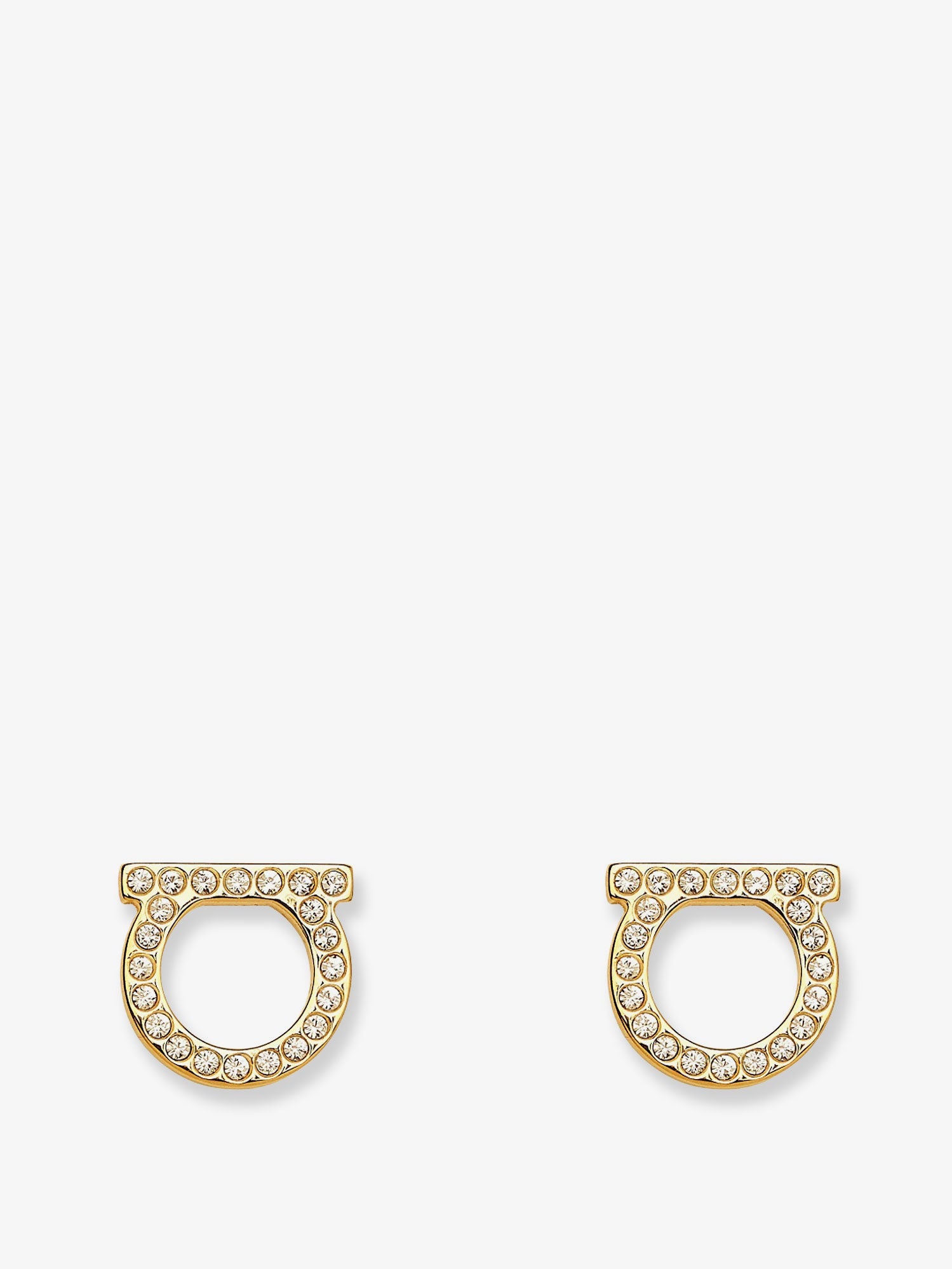Ferragamo Women Gancini Crystals Brass Earrings FERRAGAMO