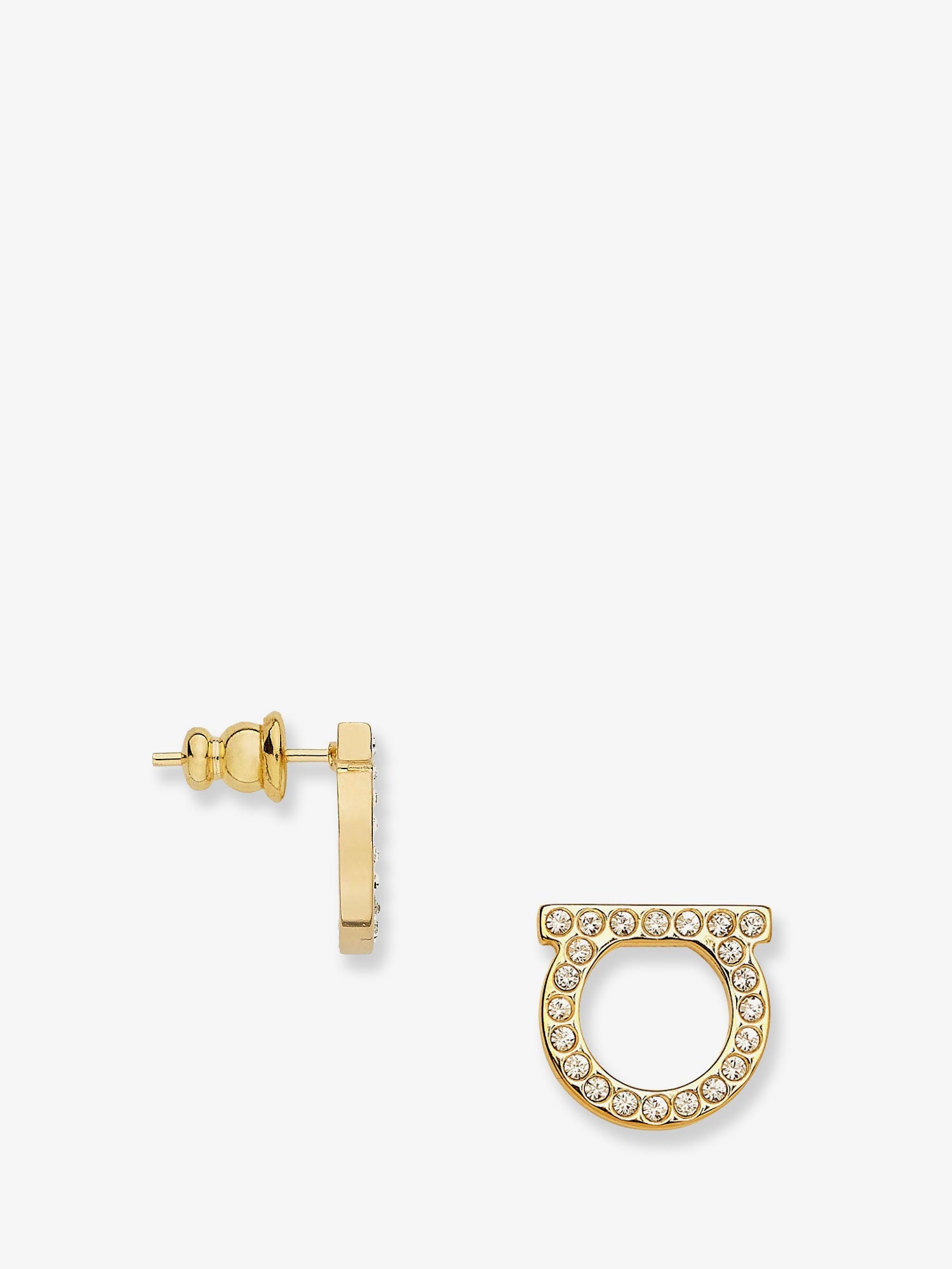 Ferragamo Women Gancini Crystals Brass Earrings FERRAGAMO