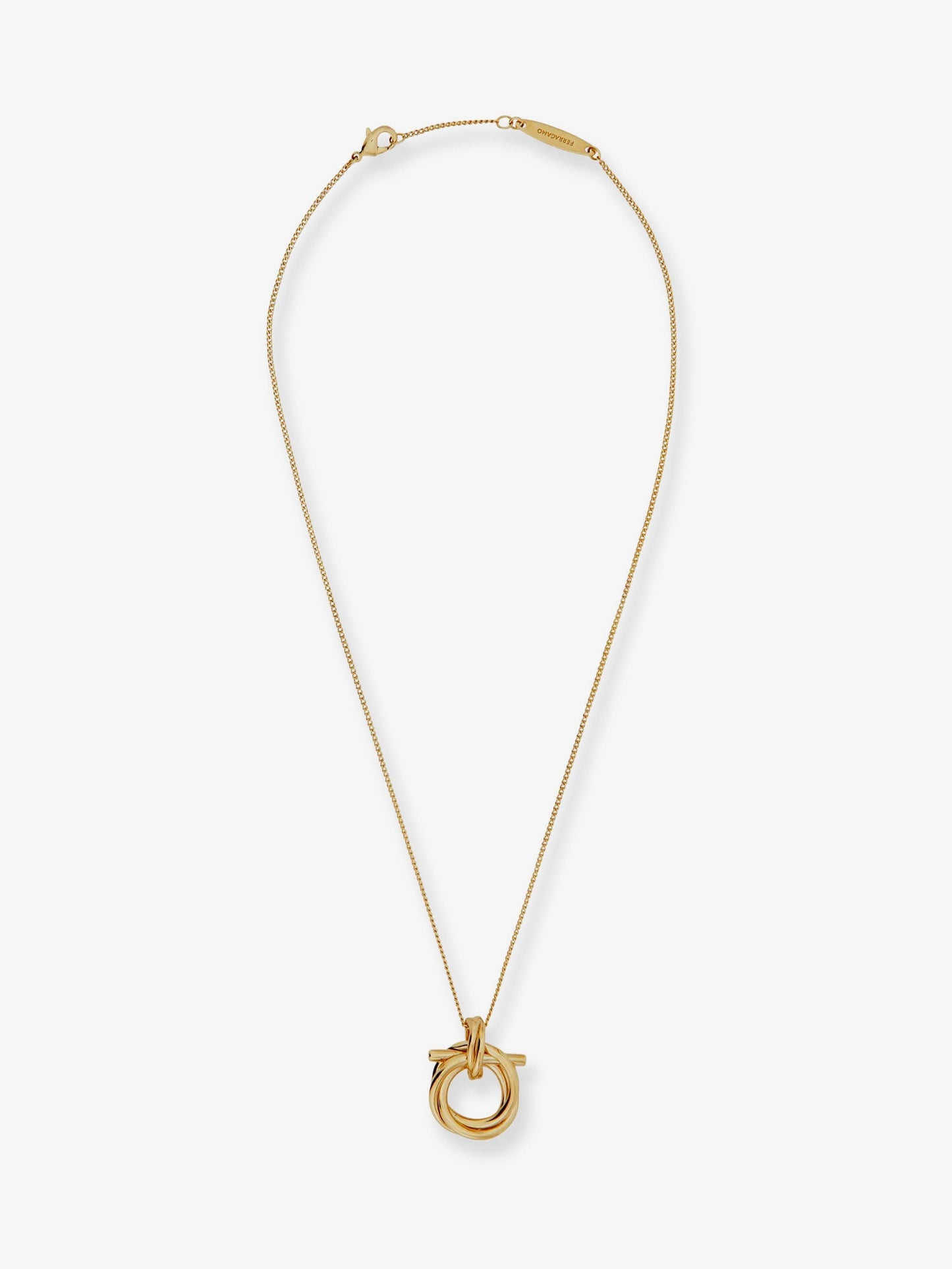 Ferragamo Women Brass Necklace With Gancini Pendant FERRAGAMO