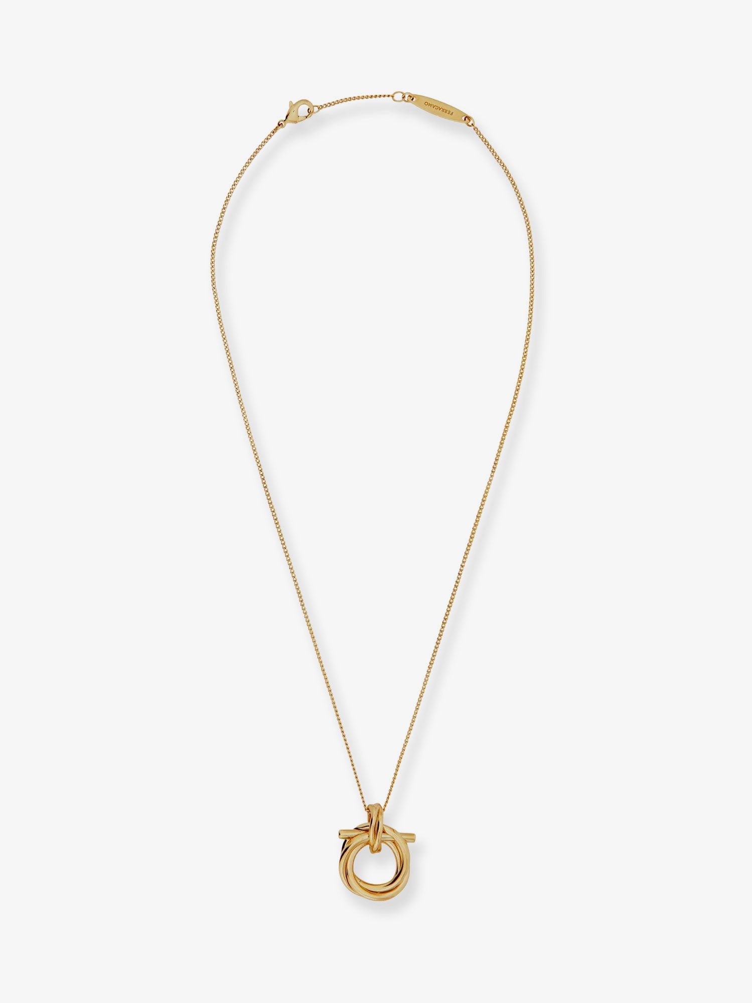 Ferragamo Women Brass Necklace With Gancini Pendant FERRAGAMO