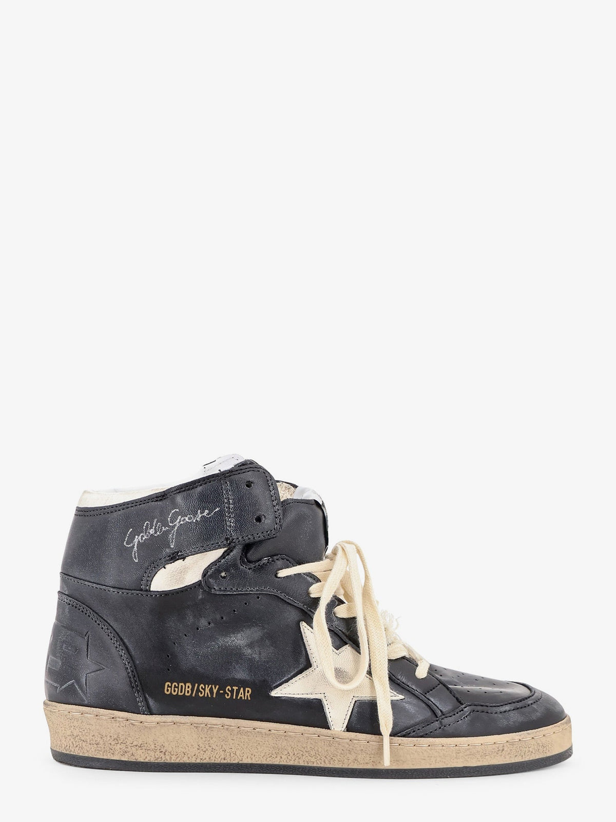 Golden Goose Deluxe Brand Men Sky Star Sneakers In Leather With A Used Effect GOLDEN GOOSE