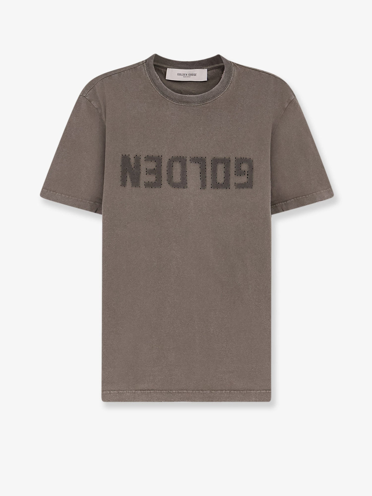 Golden Goose Deluxe Brand Men Regular Distressed Cotton T-Shirt GOLDEN GOOSE
