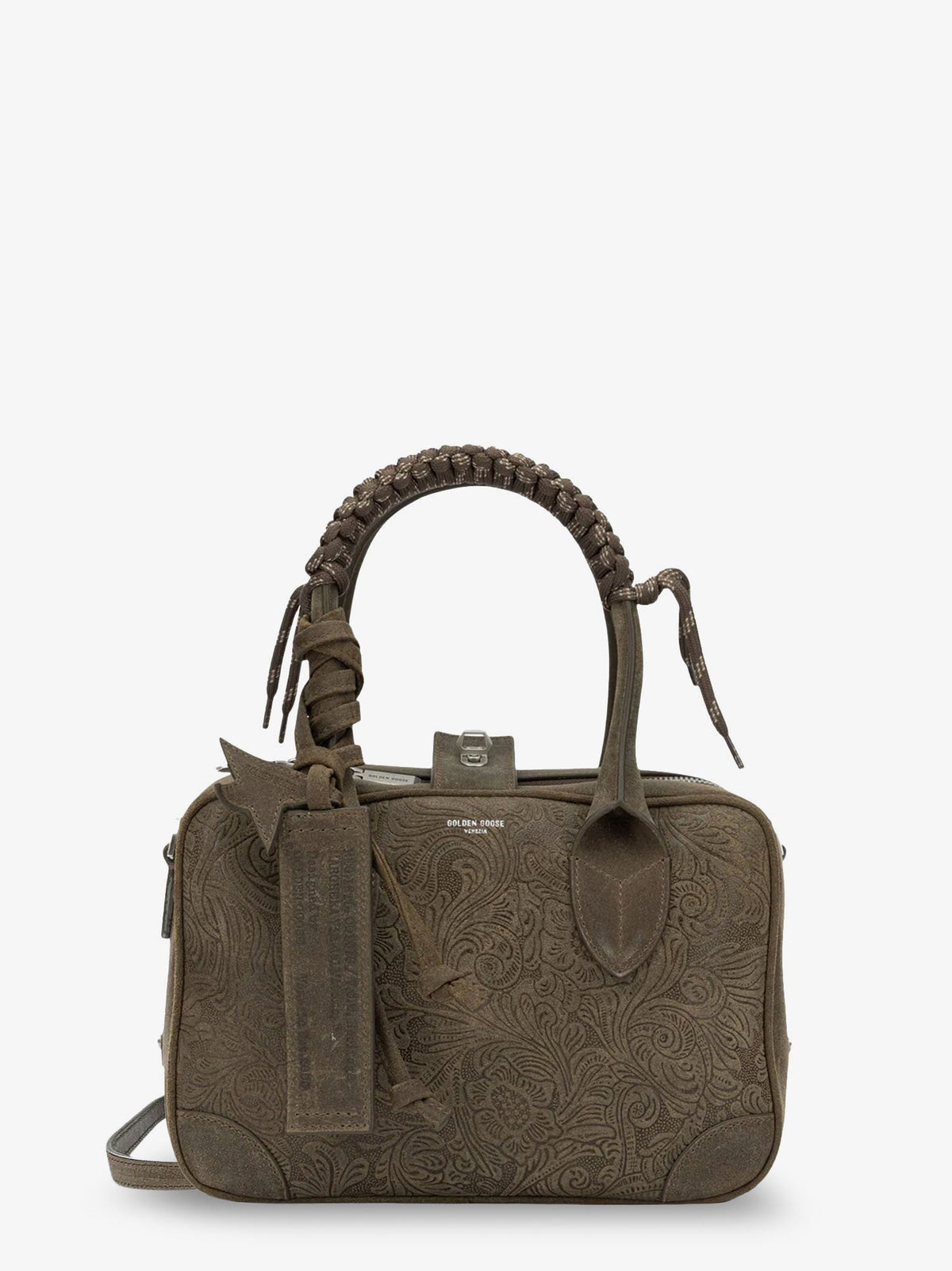 Golden Goose Deluxe Brand Women Suede Vita Bag Crossbody Bag With Floral Motif GOLDEN GOOSE