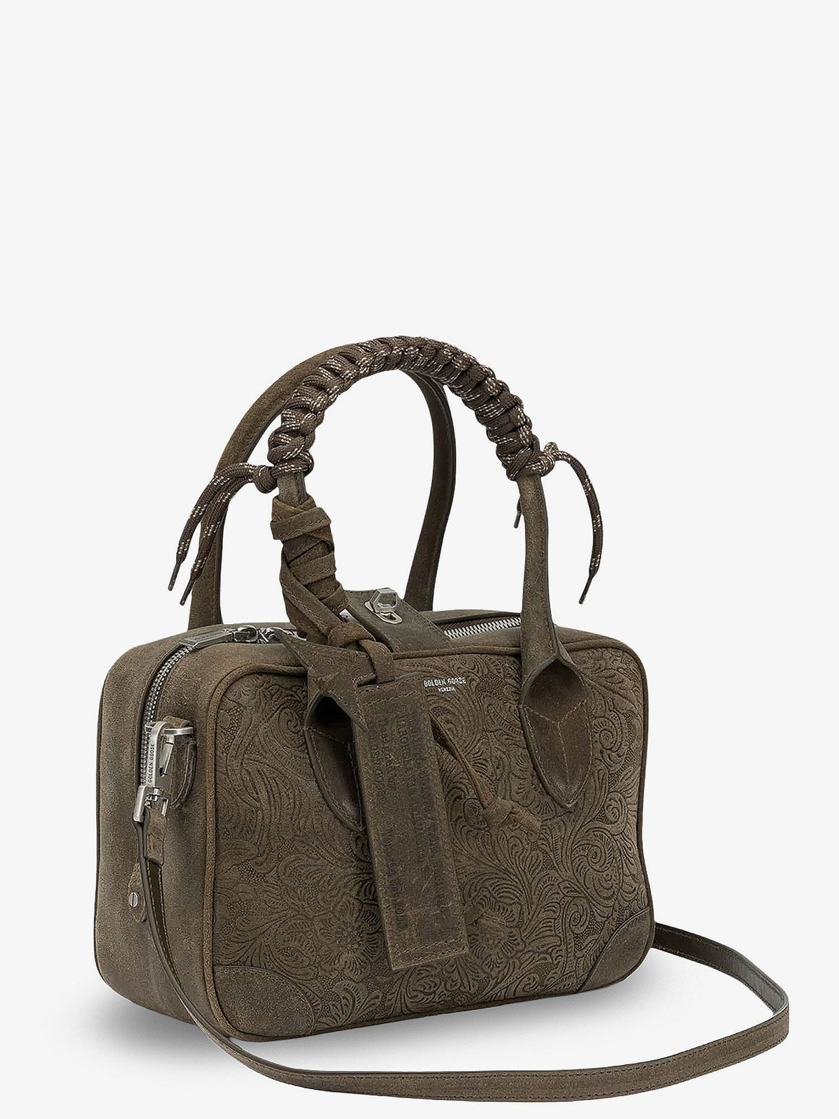 Golden Goose Deluxe Brand Women Suede Vita Bag Crossbody Bag With Floral Motif GOLDEN GOOSE