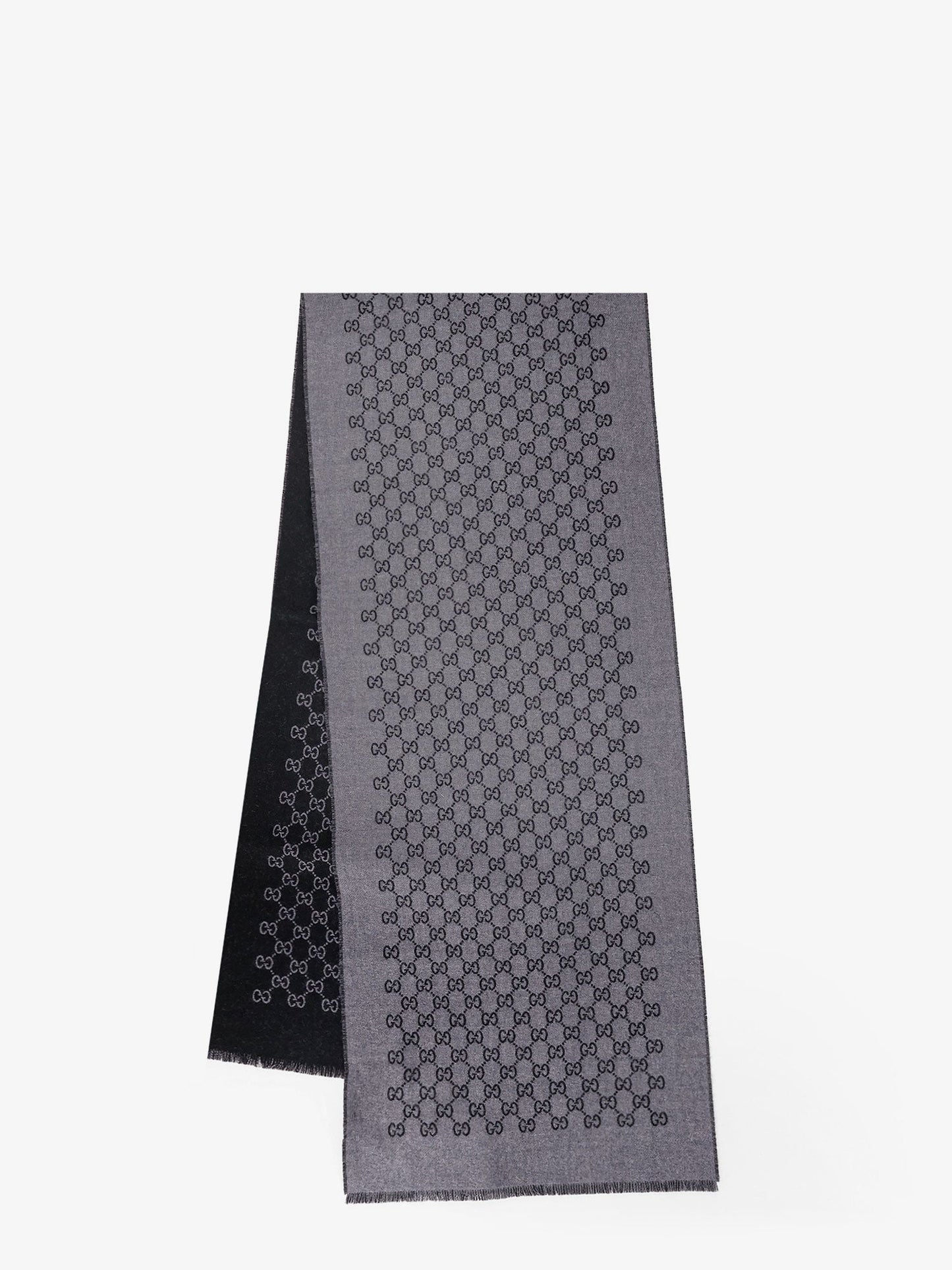 Gucci Men Double Wool Jacquard Scarf With Gg Motif GUCCI