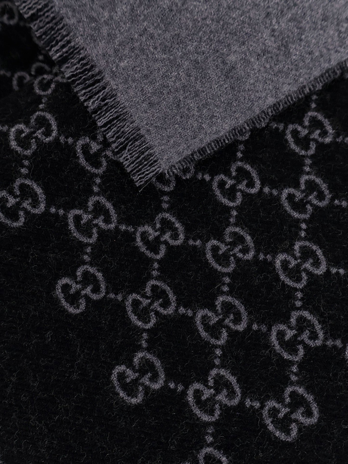 Gucci Men Double Wool Jacquard Scarf With Gg Motif GUCCI