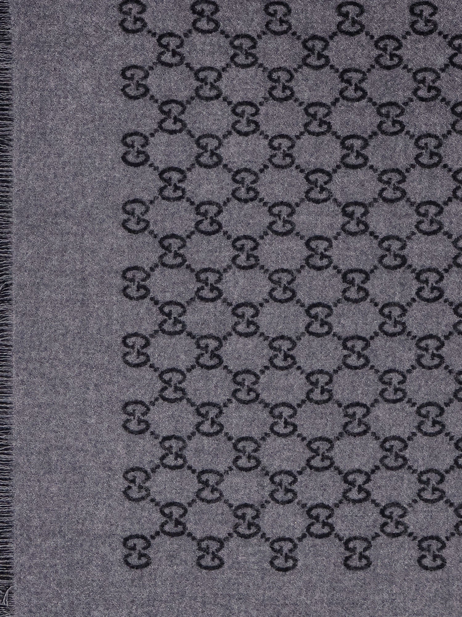 Gucci Men Double Wool Jacquard Scarf With Gg Motif GUCCI