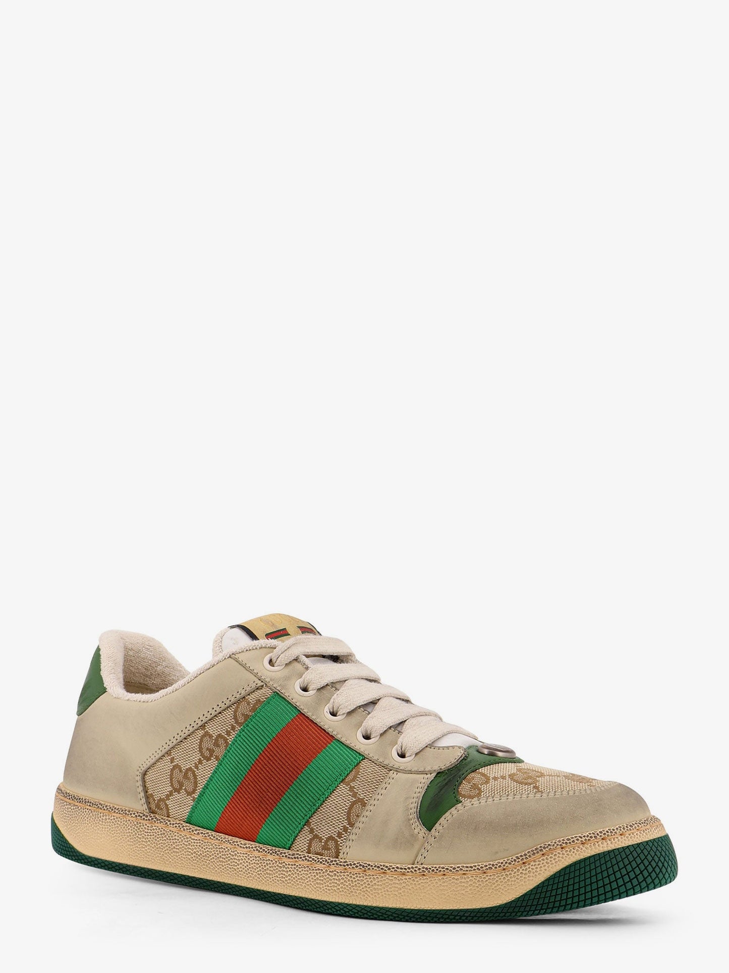 Gucci Men Screener Gg Low-Top Vintage Leather Sneakers GUCCI