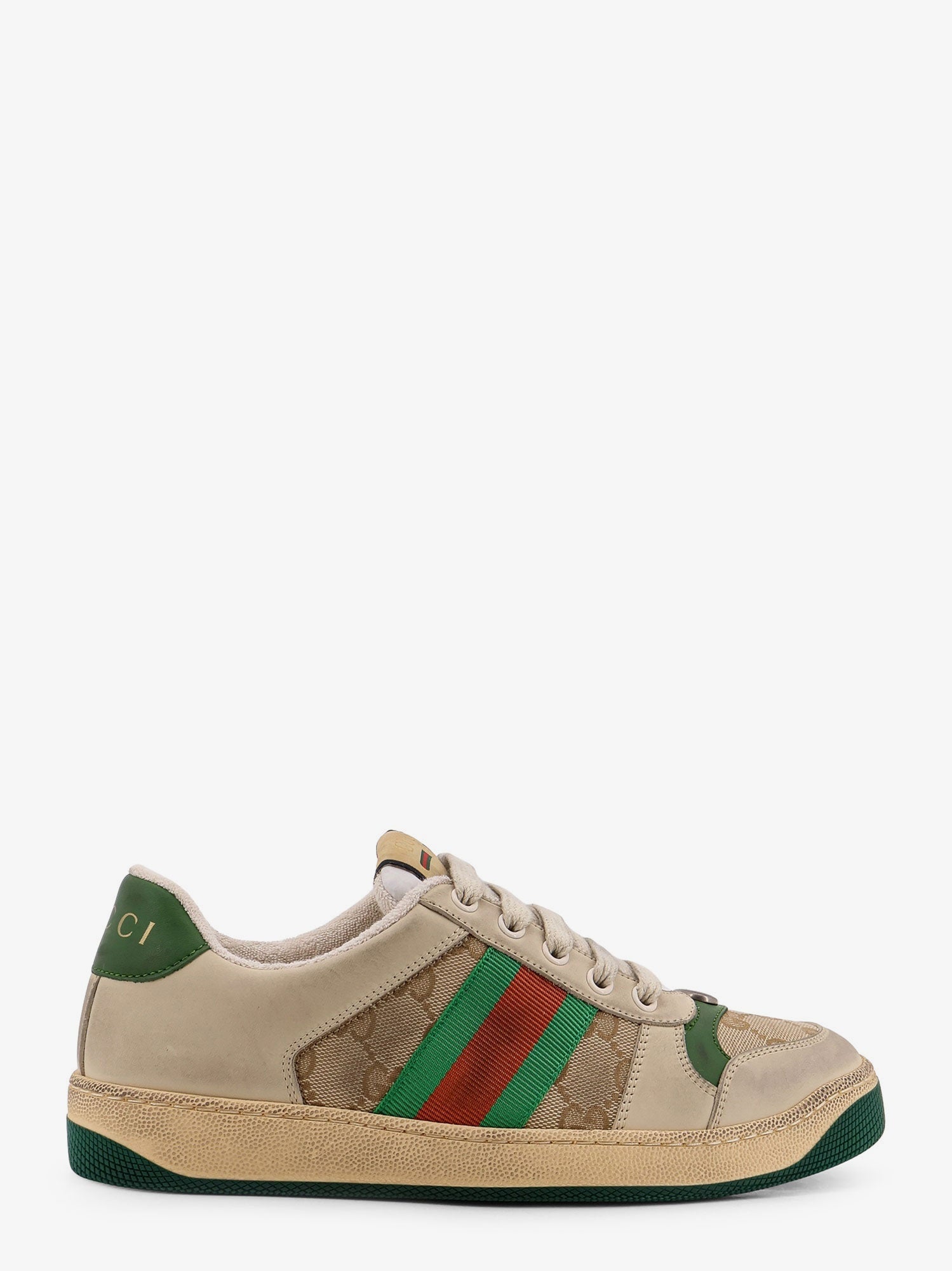 Gucci Women Screener Leather And Gg Supreme Fabric Sneakers GUCCI