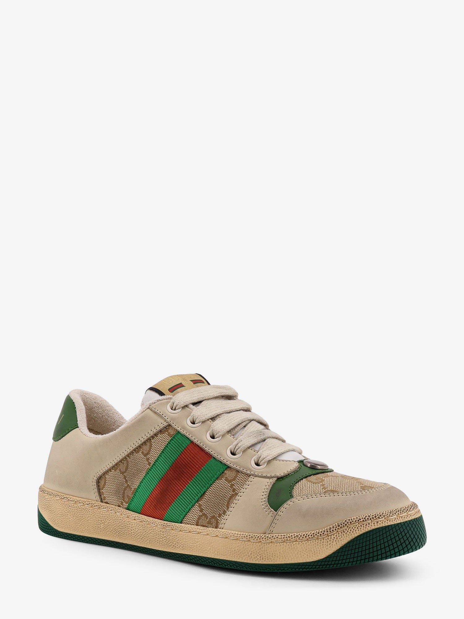 Gucci Women Screener Leather And Gg Supreme Fabric Sneakers GUCCI