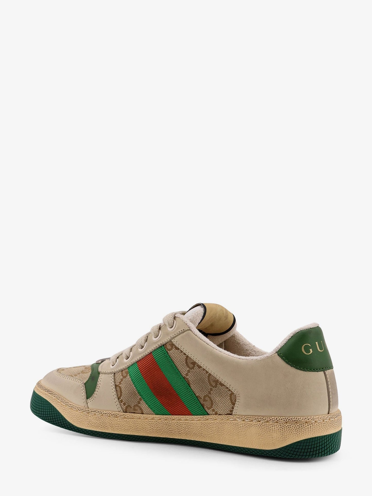 Gucci Women Screener Leather And Gg Supreme Fabric Sneakers GUCCI