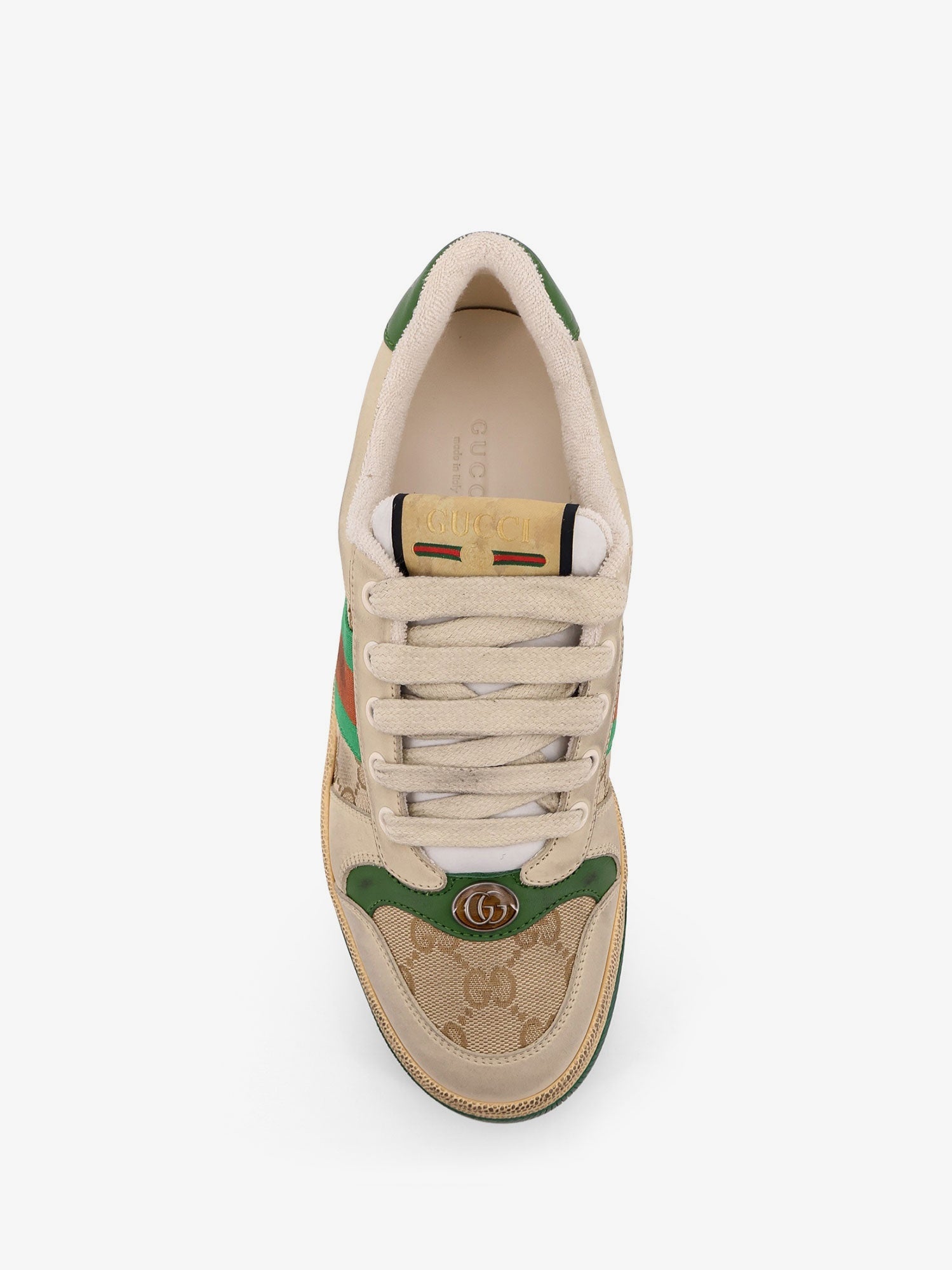 Gucci Women Screener Leather And Gg Supreme Fabric Sneakers GUCCI