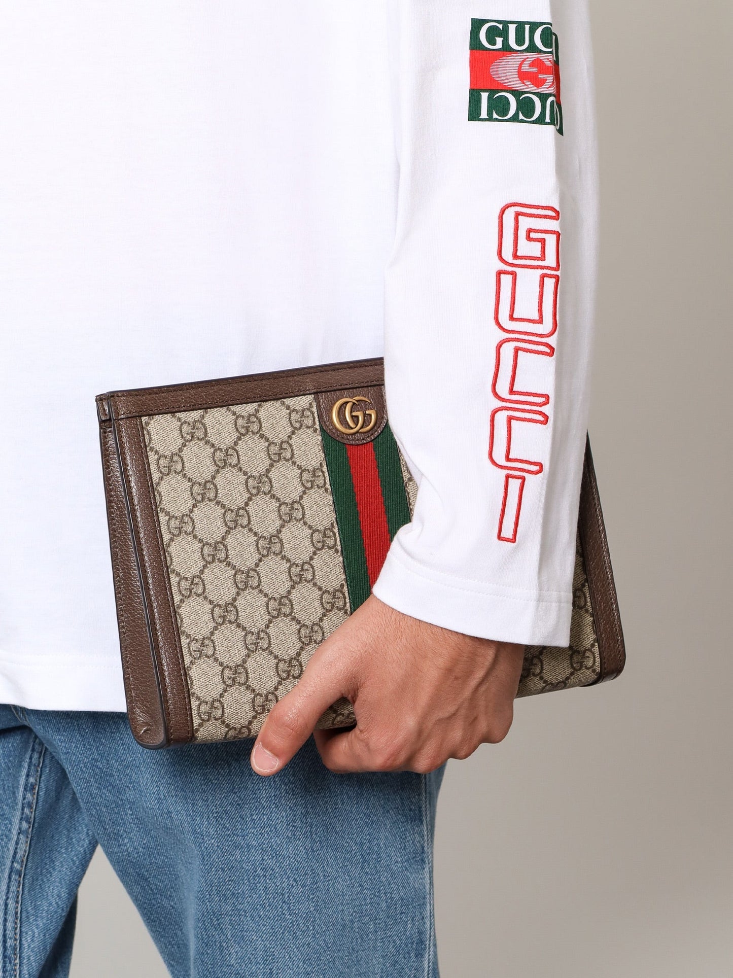 Gucci Men Ophidia Gg Fabric Clutch Bag GUCCI