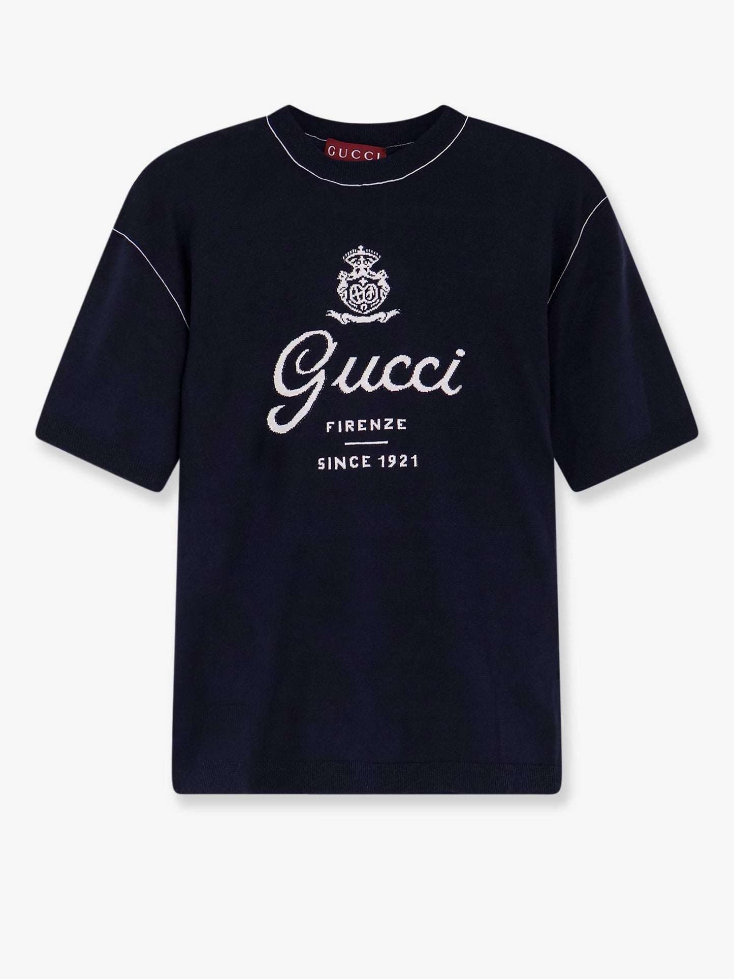 Gucci Men Silk And Linen Sweater With Gucci Firenze Since 1921 Inlay GUCCI
