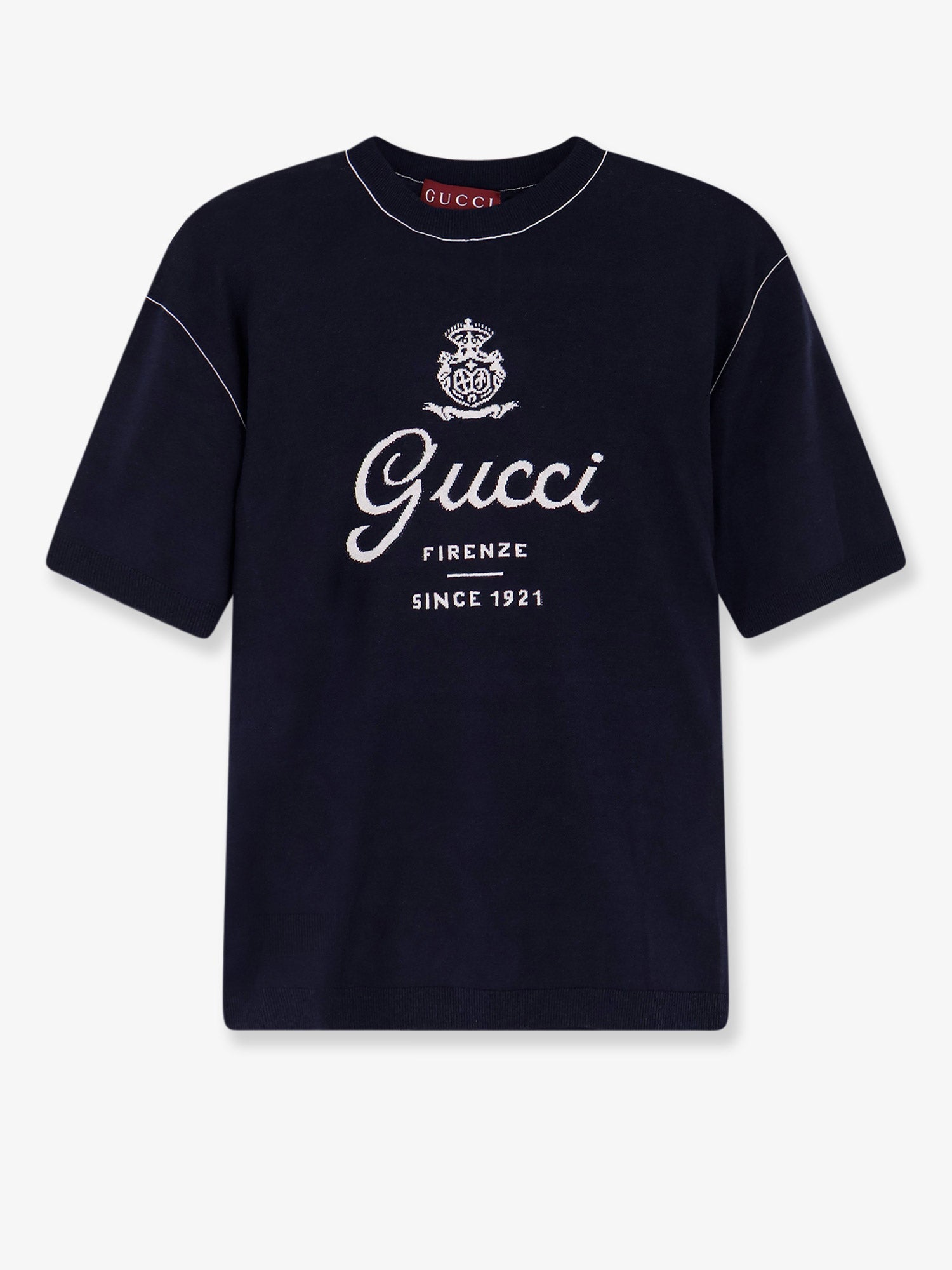 Gucci Men Silk And Linen Sweater With Gucci Firenze Since 1921 Inlay GUCCI