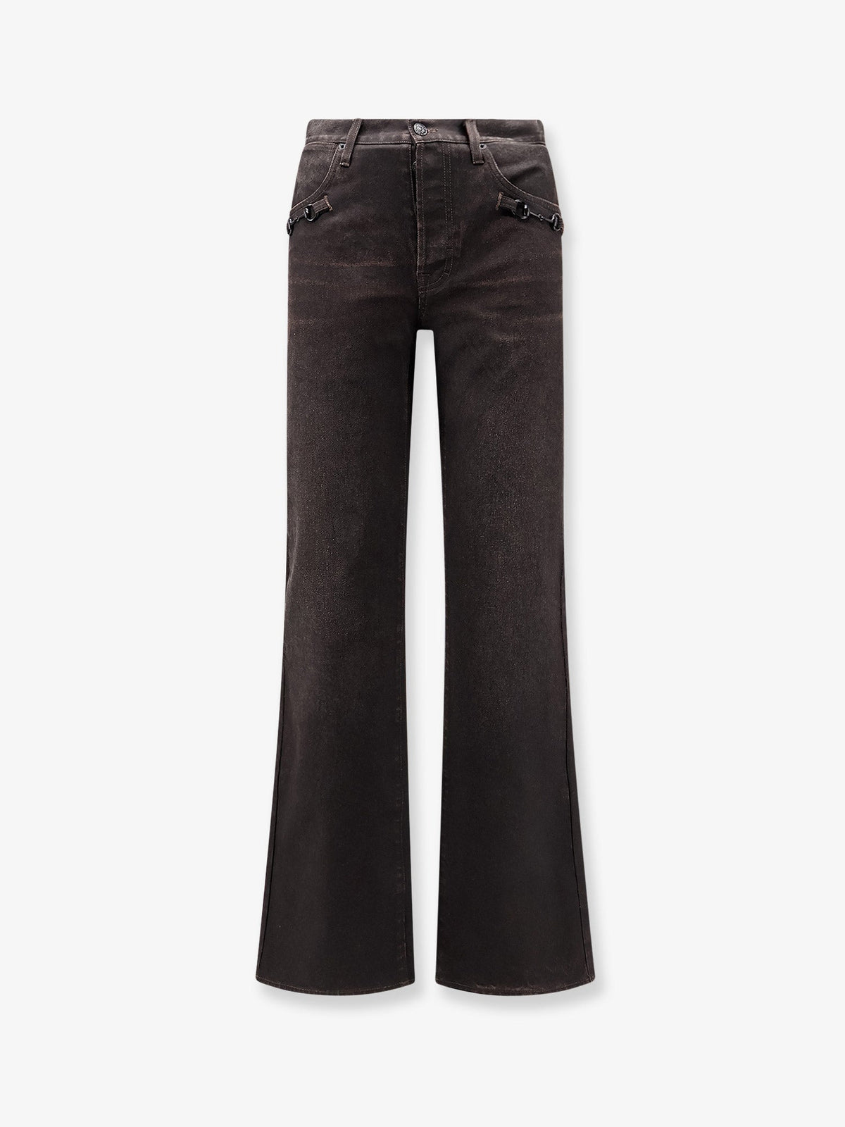 Gucci Men Cotton Denim Trousers With Horsebit Detail GUCCI