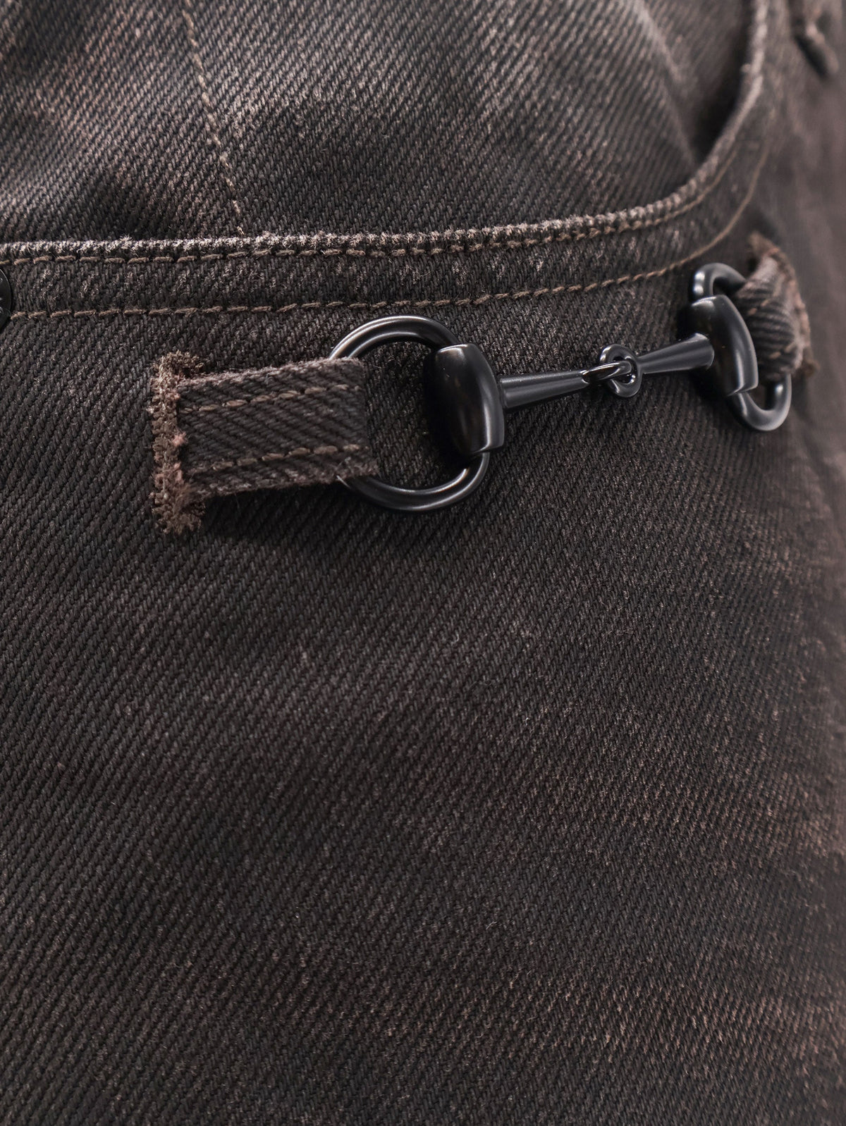 Gucci Men Cotton Denim Trousers With Horsebit Detail GUCCI