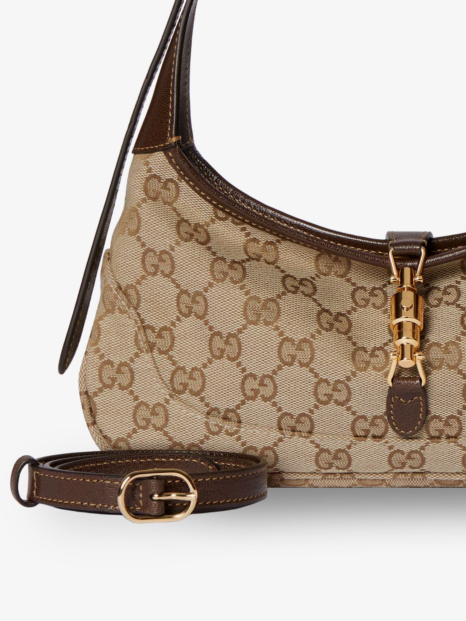 Gucci Women Jackie Slim Gg Fabric And Leather Shoulder Bag GUCCI