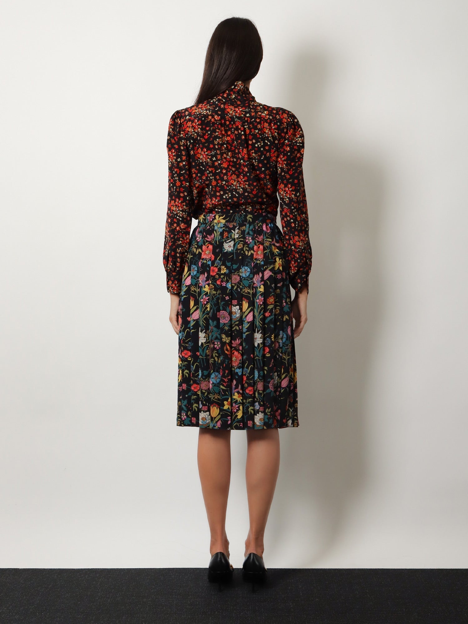 Gucci Women Silk Midi Skirt With Floral Print GUCCI